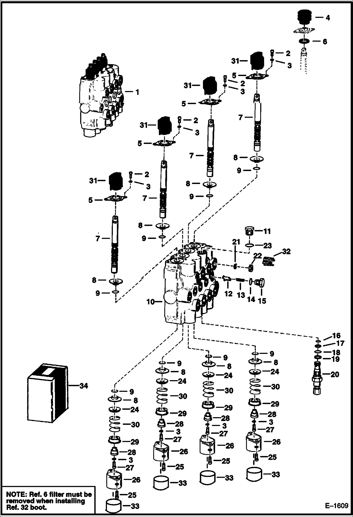 Схема запчастей Bobcat Articulated Loaders - CONTROL VALVE (4-Spool) HYDRAULIC SYSTEM