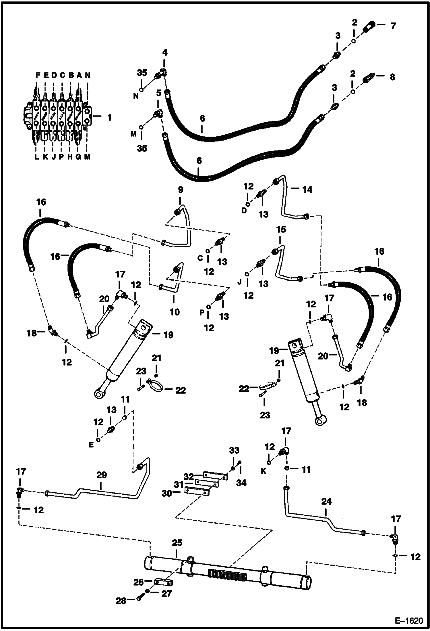 Схема запчастей Bobcat BACKHOE - BACKHOE (Main Frame Hydraulics With Husco Valve) (911) 911 BACKHOE