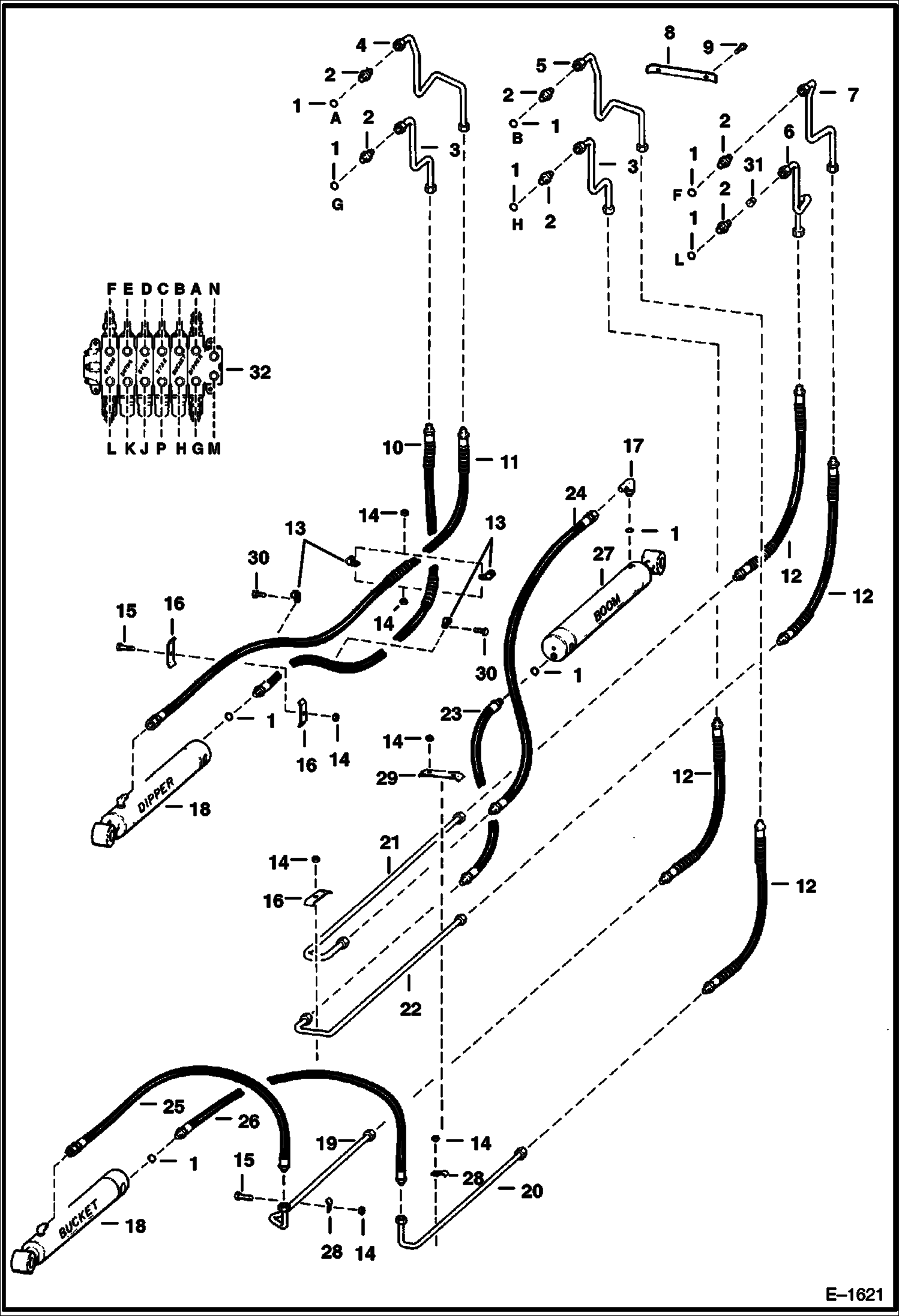 Схема запчастей Bobcat BACKHOE - BACKHOE (Boom Hydraulic Circuitry with Husco Valve) (907 195601426 & Above) 907 BACKHOE