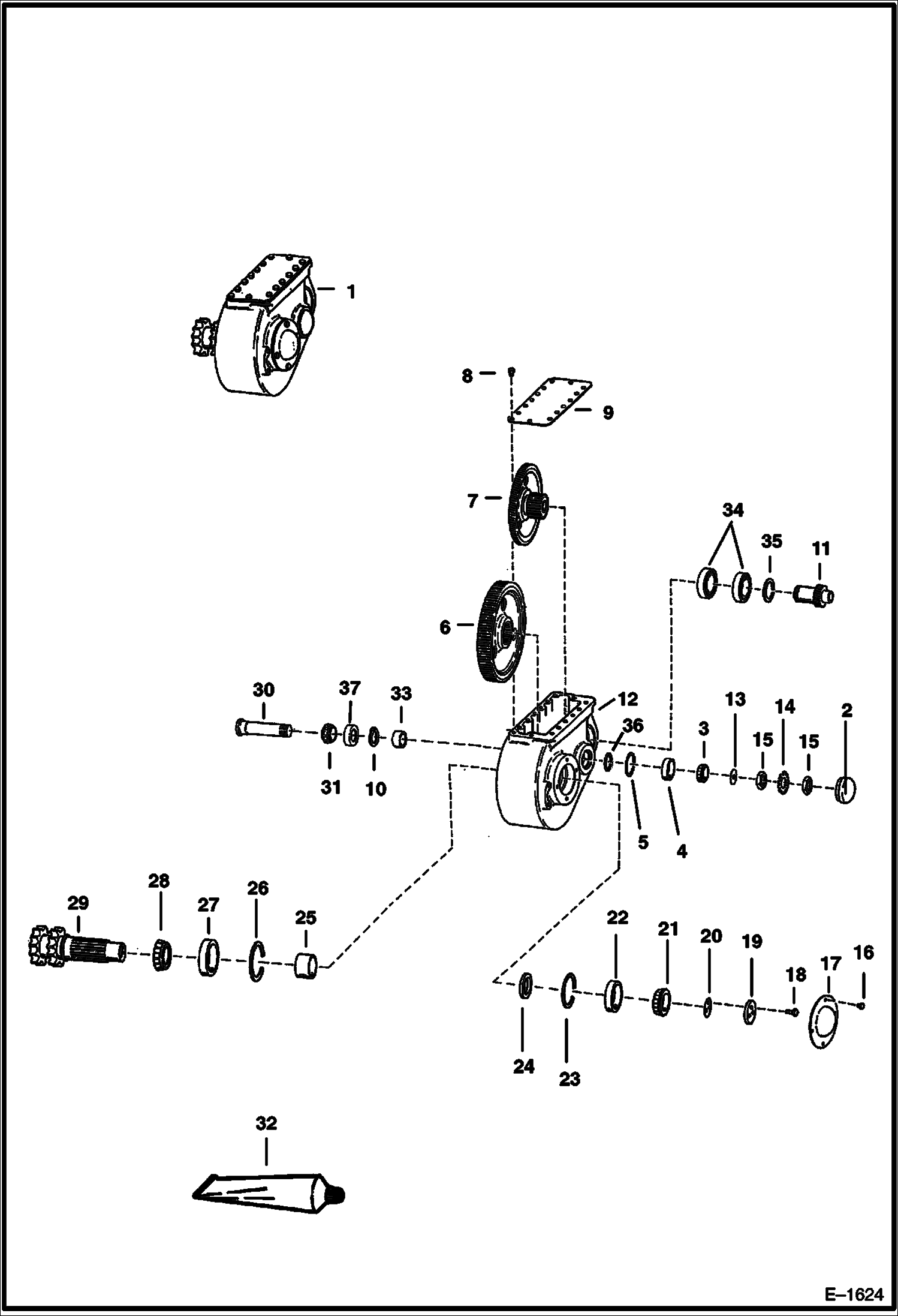 Схема запчастей Bobcat 900s - GEARBOX DRIVE TRAIN