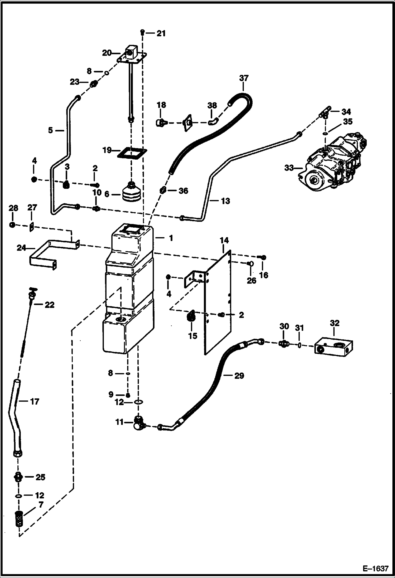 Схема запчастей Bobcat Articulated Loaders - HYDRAULIC TANK (S/N 11176-11999) HYDROSTATIC SYSTEM