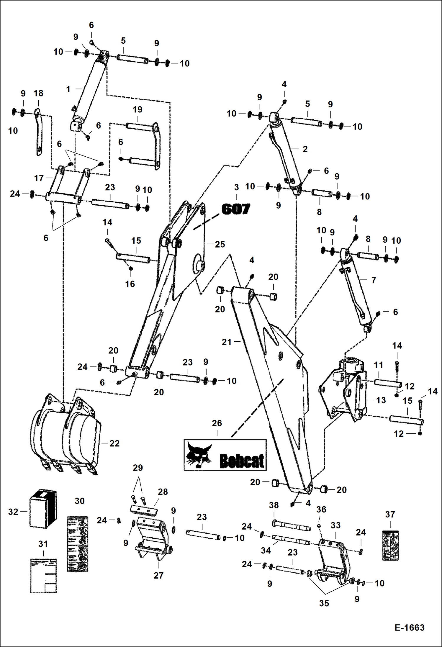 Схема запчастей Bobcat BACKHOE - BACKHOE (Boom & Dipperstick) (607 7750 & A5CW) 607 BACKHOE