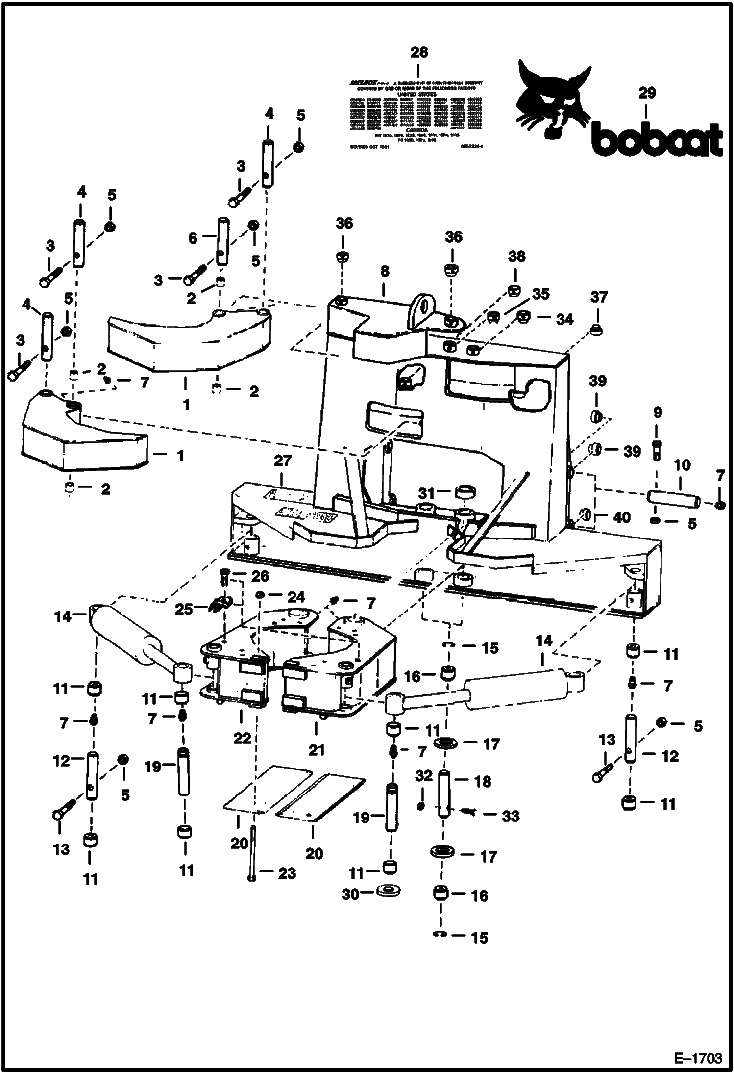 Схема запчастей Bobcat Feller Buncher - SHEAR FRAME & ATTACHING PARTS ACCESSORIES & OPTIONS