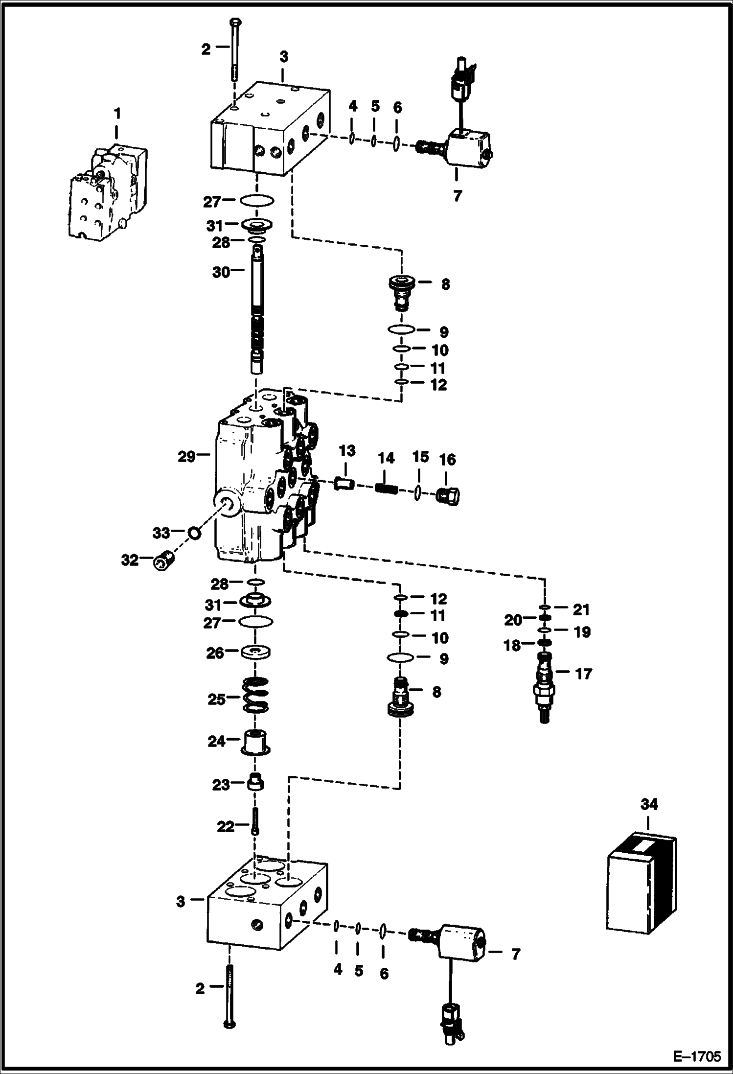 Схема запчастей Bobcat Feller Buncher - HYDRAULIC VALVE (Rear) HYDRAULIC SYSTEM