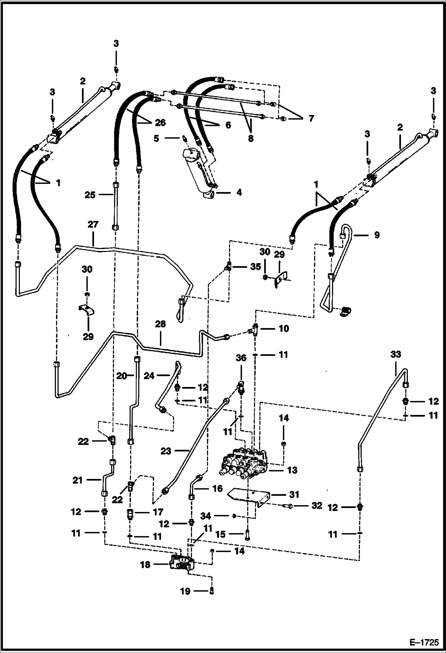 Схема запчастей Bobcat 800s - HYDRAULIC CIRCUITRY (S/N 26662 & Below) HYDRAULIC SYSTEM