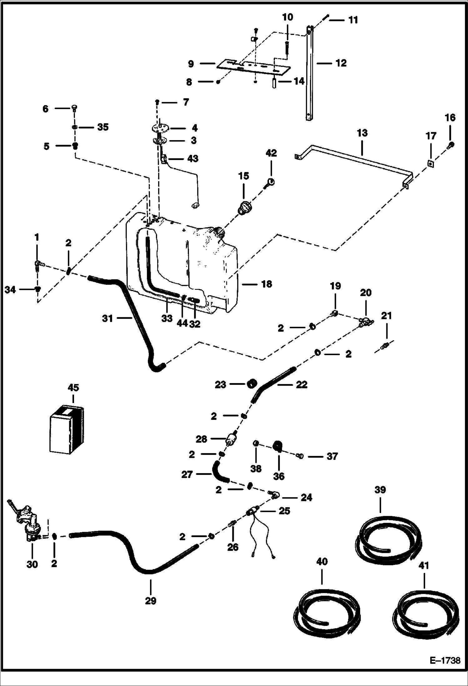 Схема запчастей Bobcat 600s - FUEL SYSTEM MAIN FRAME