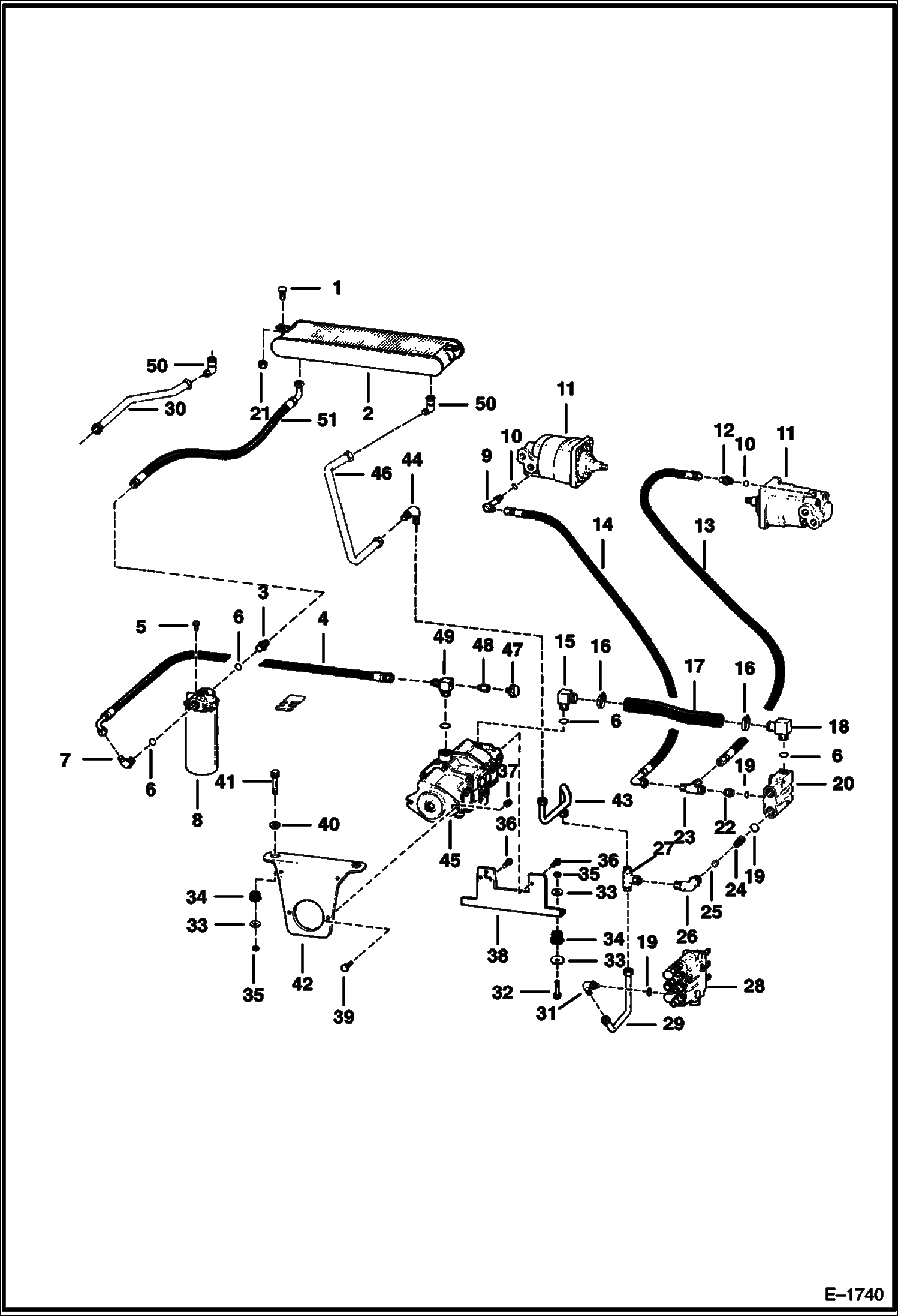 Схема запчастей Bobcat 600s - HYDROSTATIC CIRCUITRY (S/N 31103 & Below) HYDROSTATIC SYSTEM