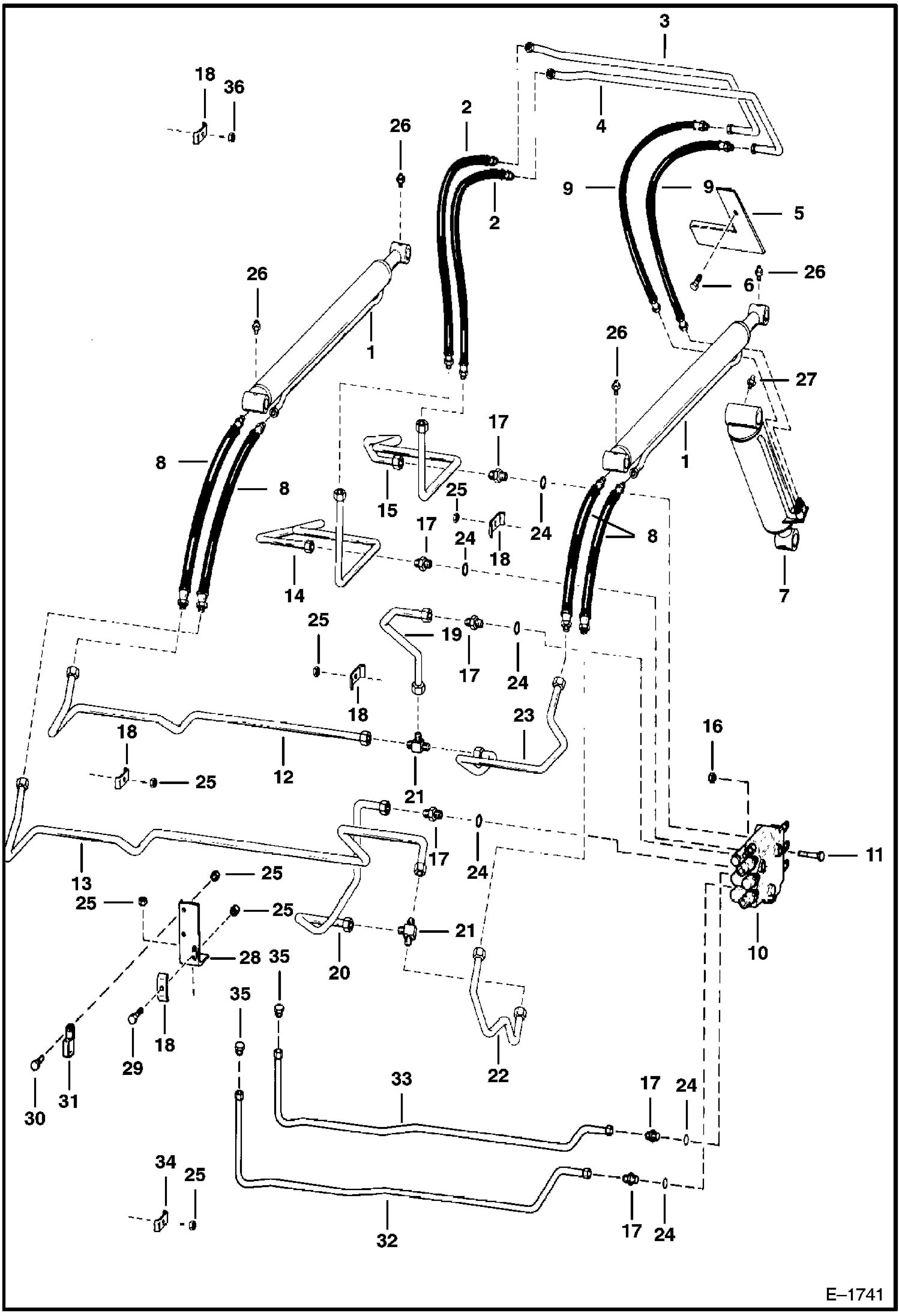 Схема запчастей Bobcat 600s - HYDRAULIC CIRCUITRY HYDRAULIC SYSTEM