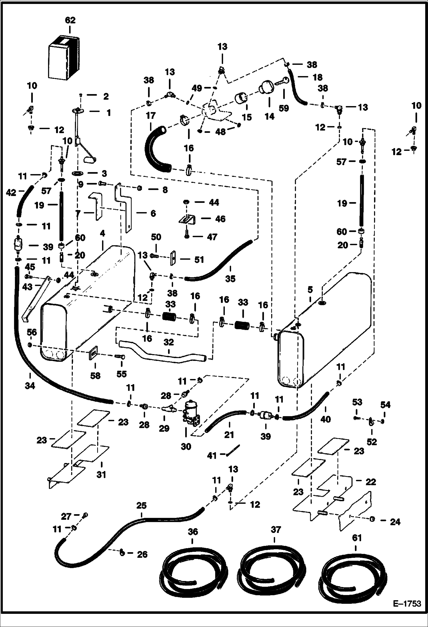 Схема запчастей Bobcat 900s - FUEL SYSTEM (S/N 11999 & Below) MAIN FRAME