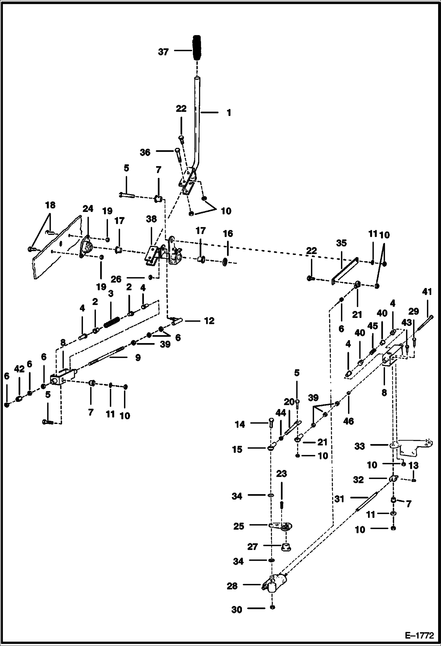 Схема запчастей Bobcat 800s - HAND CONTROLS (LEFT SIDE) (S/N 29870-34222, 50000-59999 & 85000 & Above) HYDROSTATIC SYSTEM