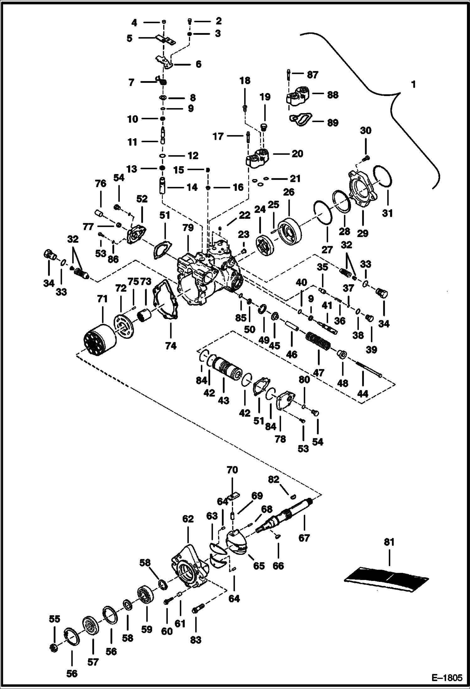 Схема запчастей Bobcat Articulated Loaders - HYDROSTATIC PUMP (Sundstrand - S/N 12001 & Above) HYDROSTATIC SYSTEM