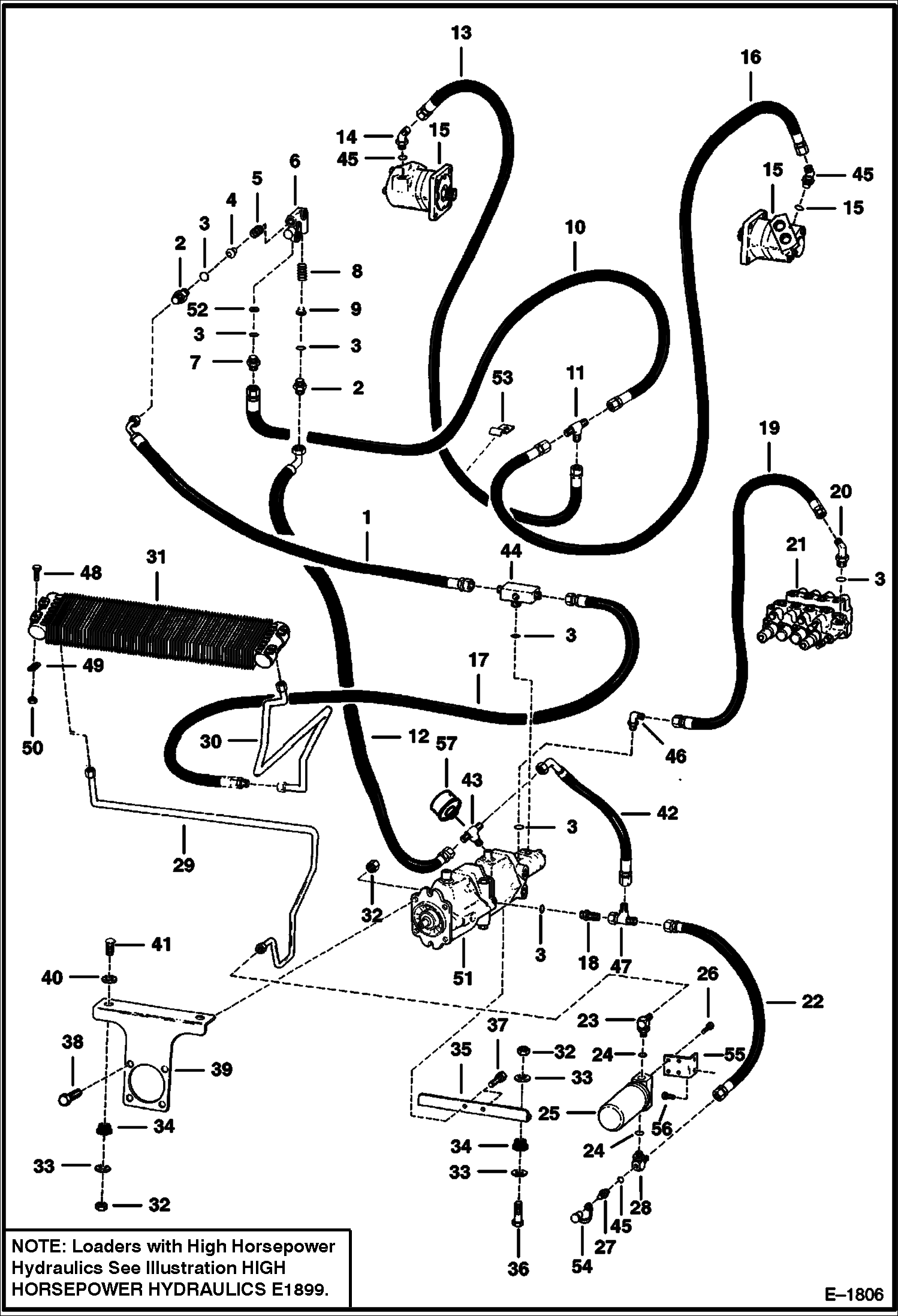 Схема запчастей Bobcat 800s - HYDROSTATIC CIRCUITRY (S/N 26001 & Above) HYDROSTATIC SYSTEM