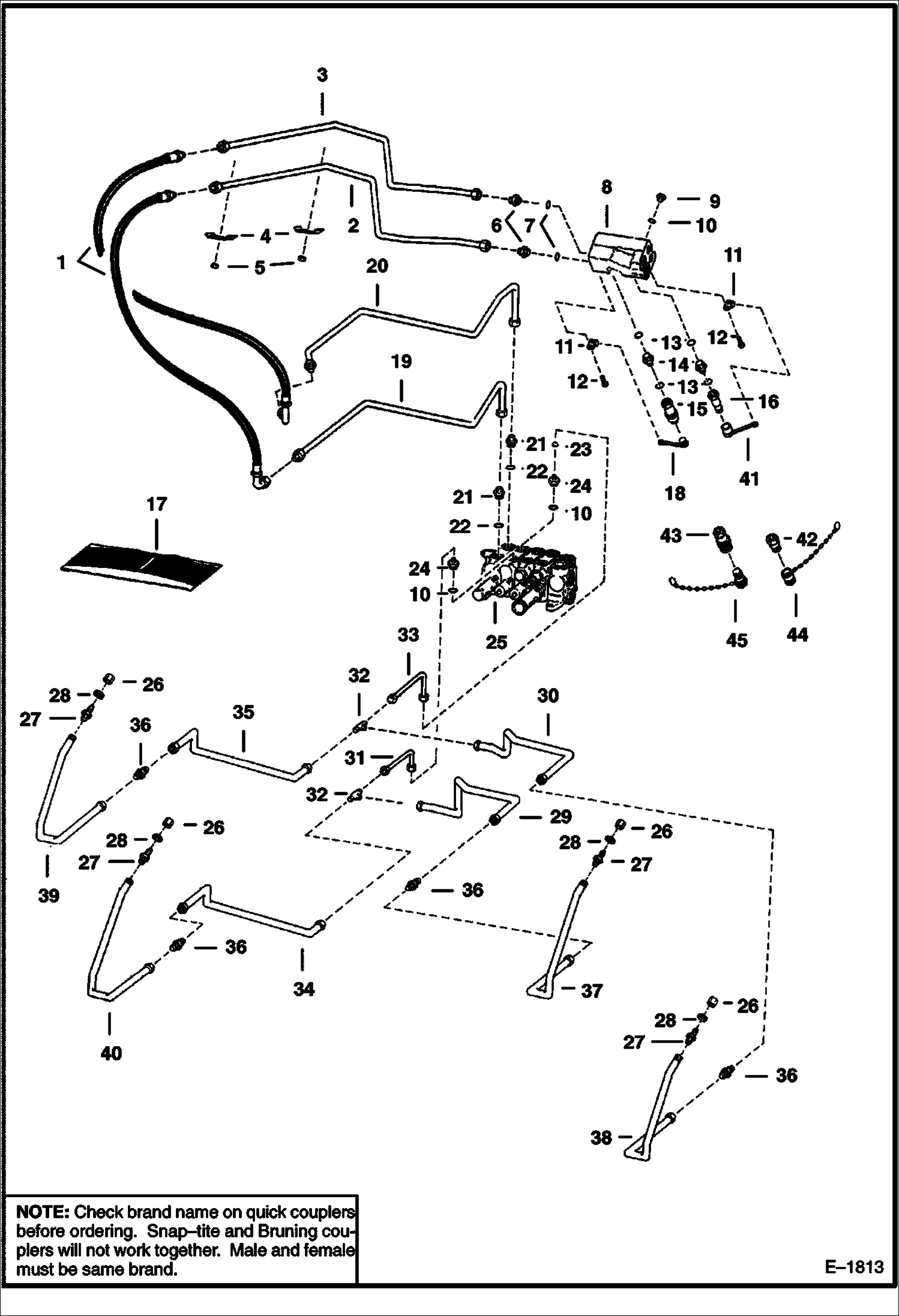 Схема запчастей Bobcat 900s - AUXILIARY HYDRAULIC CIRCUITRY (S/N 12001 & Above) HYDRAULIC SYSTEM