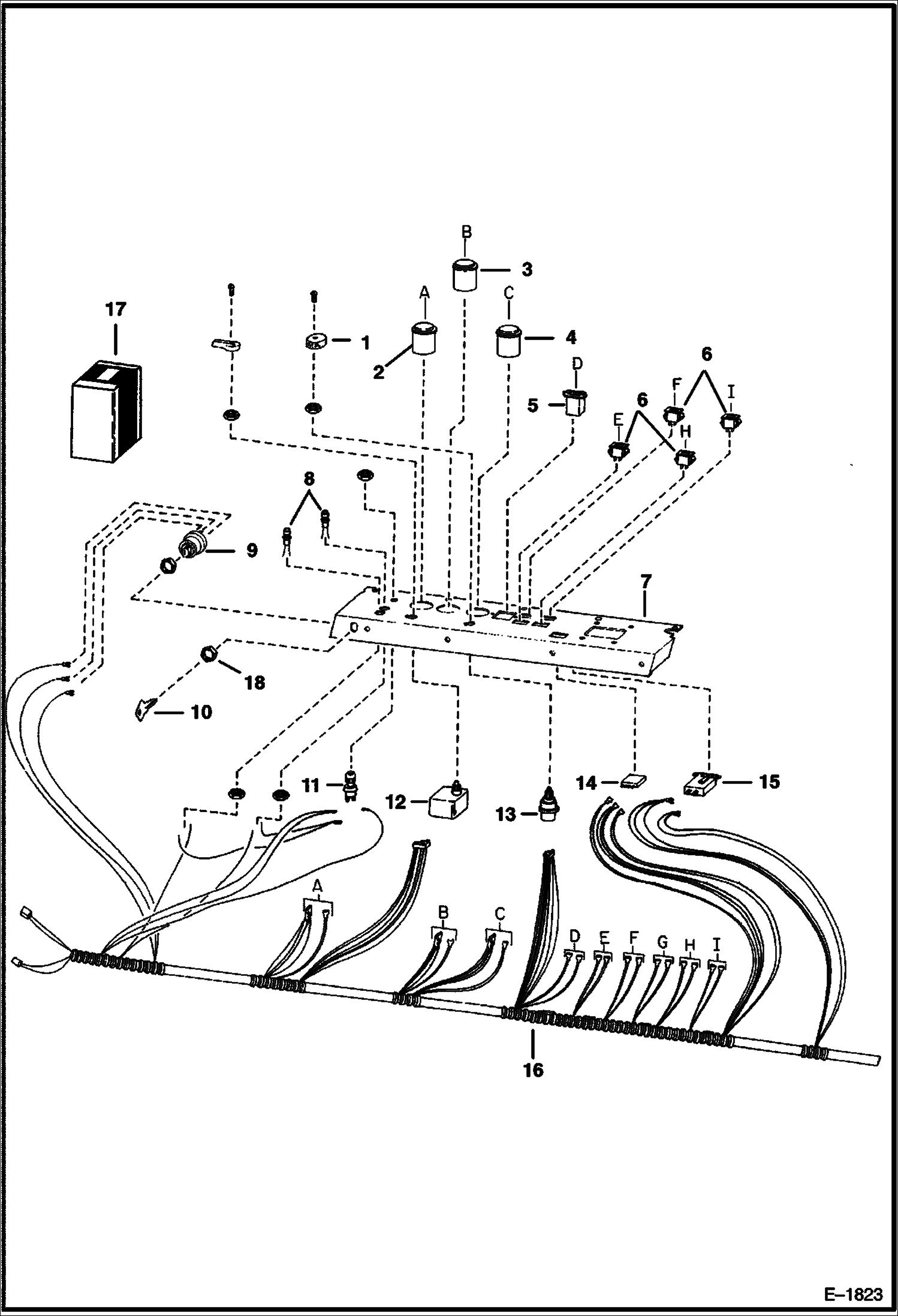 Схема запчастей Bobcat Articulated Loaders - INSTRUMENT PANEL (S/N 11166 & Below) ELECTRICAL SYSTEM