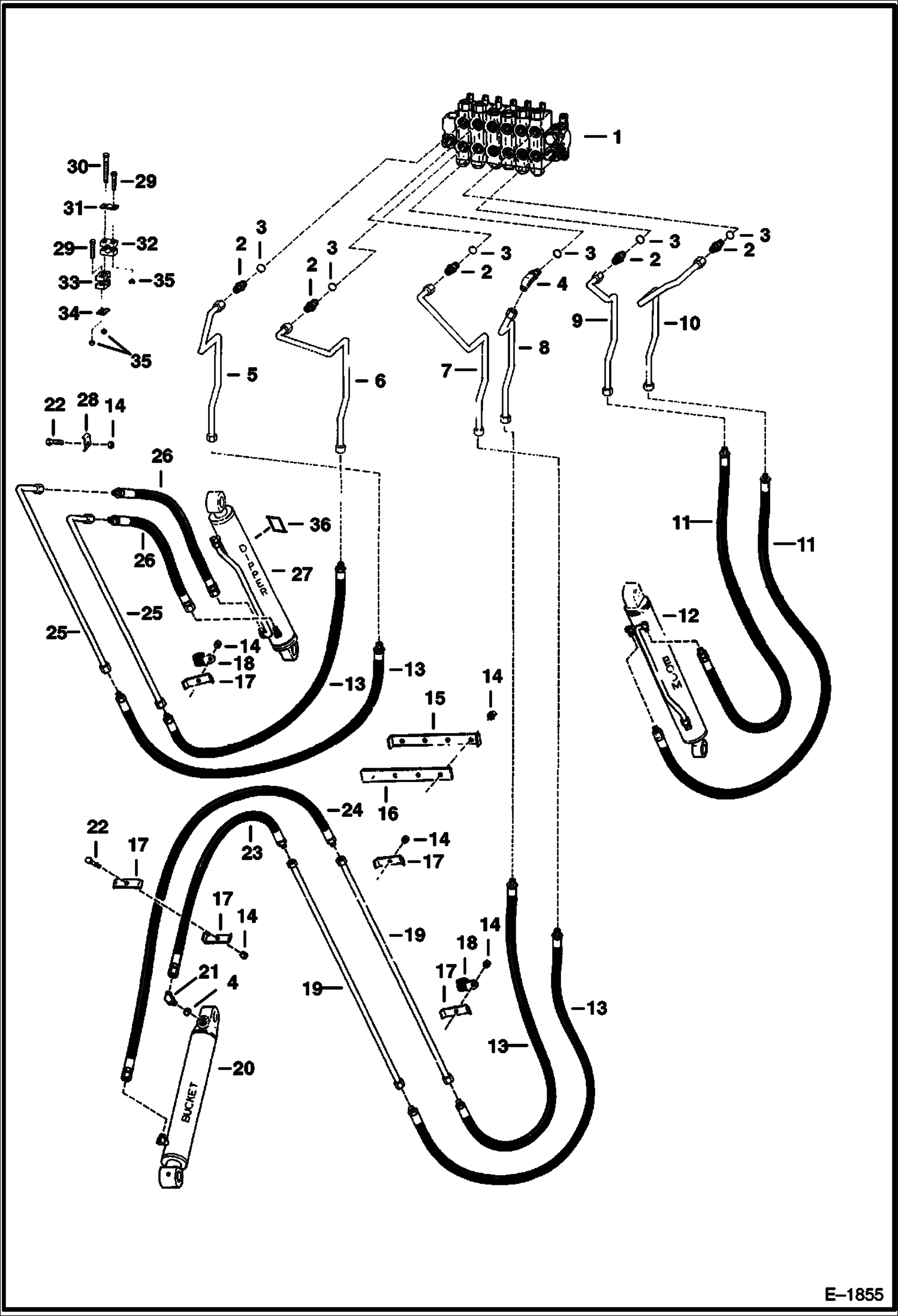 Схема запчастей Bobcat BACKHOE - BACKHOE (Boom Hydraulic Circuitry) (914B) 911B/914B BACKHOE