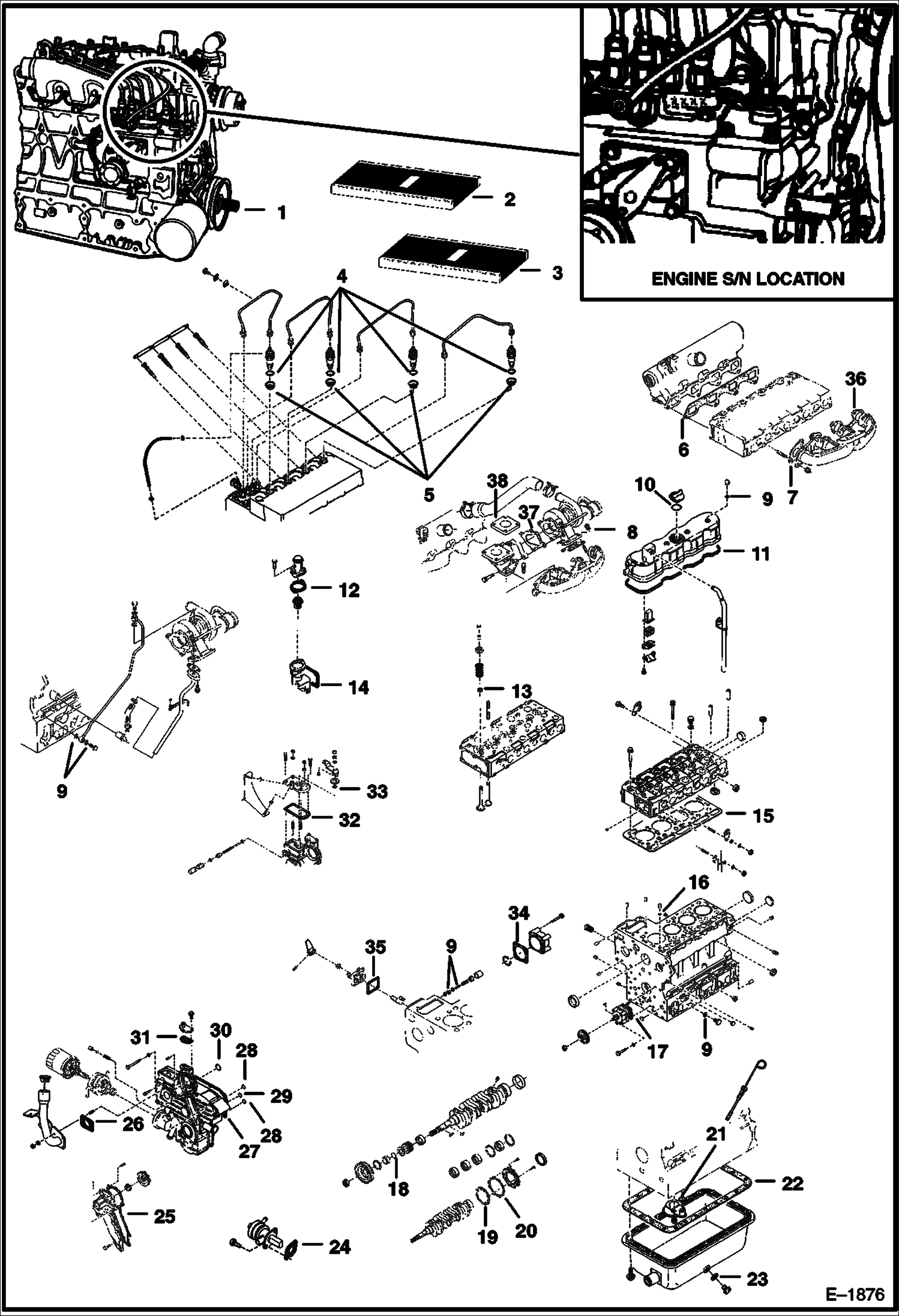 Схема запчастей Bobcat 337 - ENGINE & GASKET KITS (Kubota - V2003T) POWER UNIT