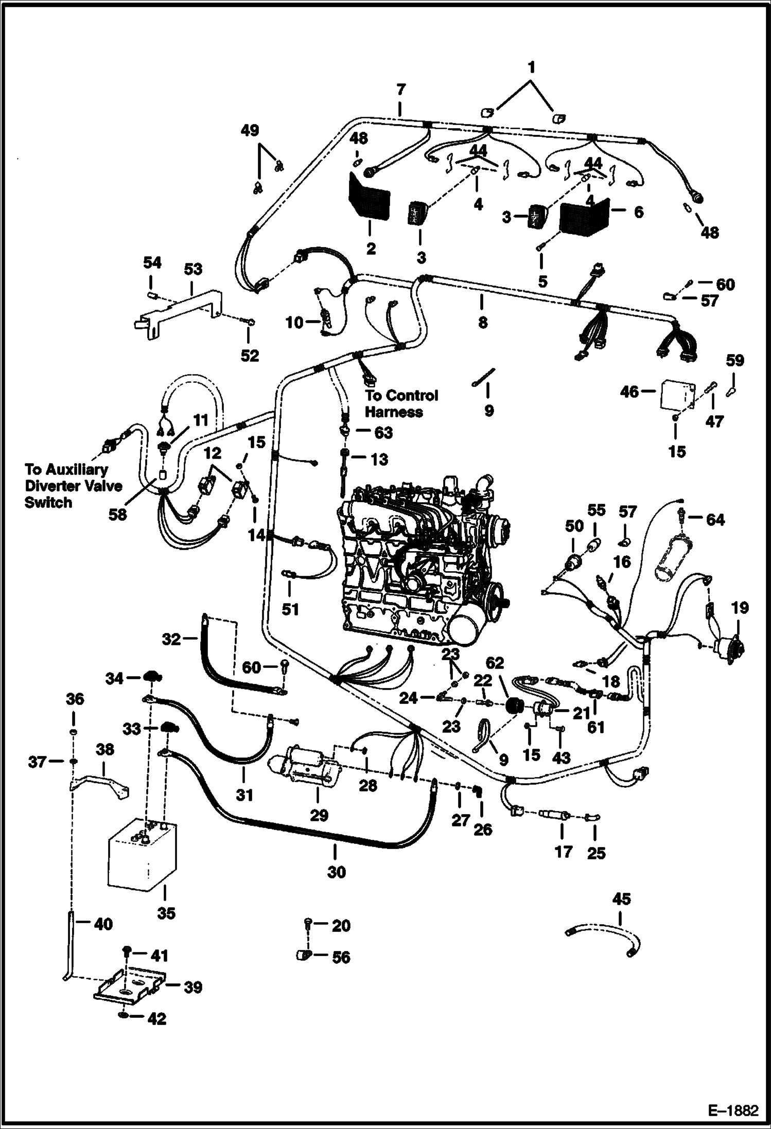 Схема запчастей Bobcat 700s - ENGINE ELECTRICAL CIRCUITRY (S/N 5086 11077 & Below) ELECTRICAL SYSTEM