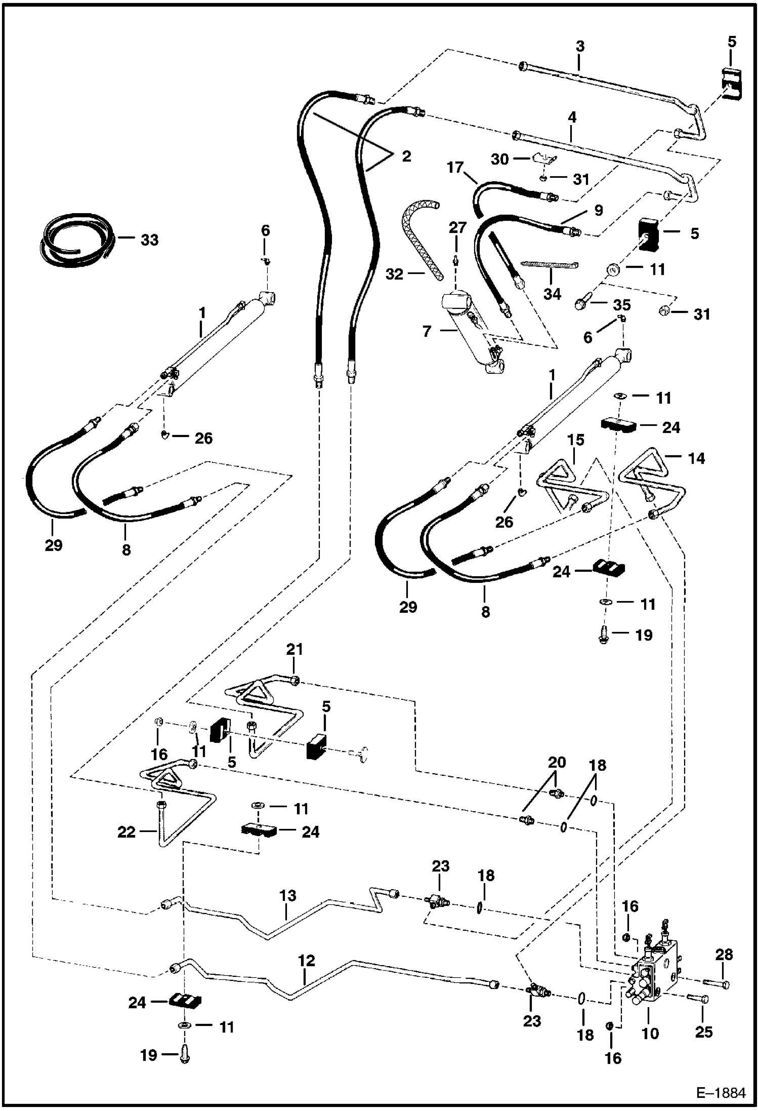 Схема запчастей Bobcat 700s - HYDRAULIC CIRCUITRY (W/O Bucket Positioning Valve) (S/N 5086 20307 & Below) HYDRAULIC SYSTEM