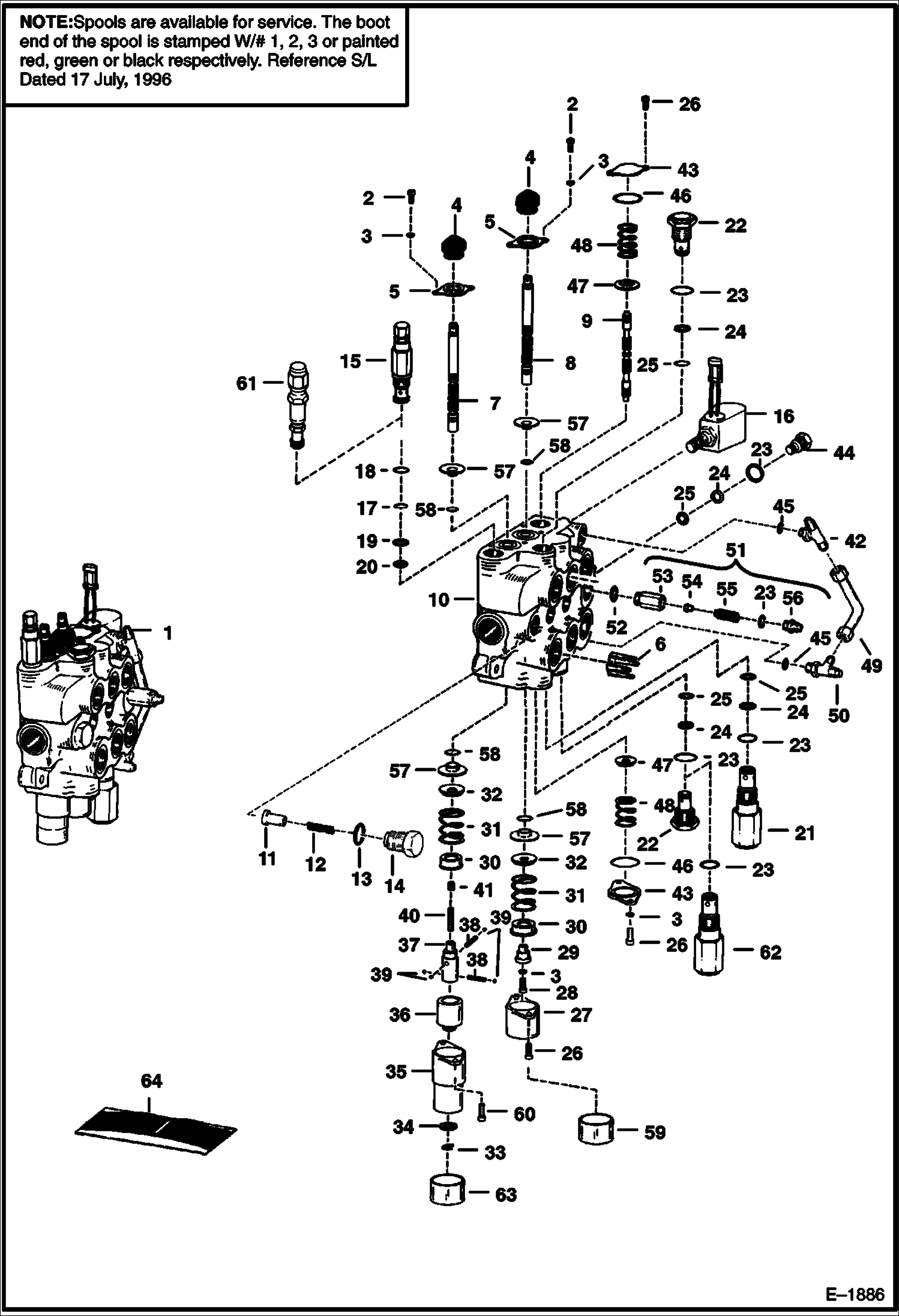 Схема запчастей Bobcat 700s - HYDRAULIC CONTROL VALVE HYDRAULIC SYSTEM