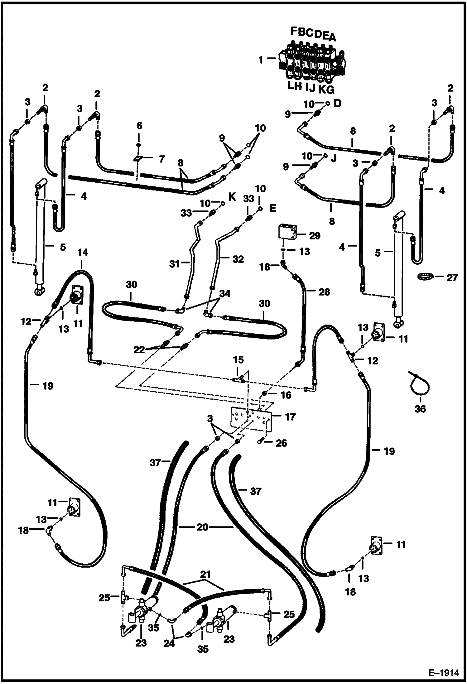 Схема запчастей Bobcat BACKHOE - HYDRAULICS MAIN FRAME 937S 937S BACKHOE