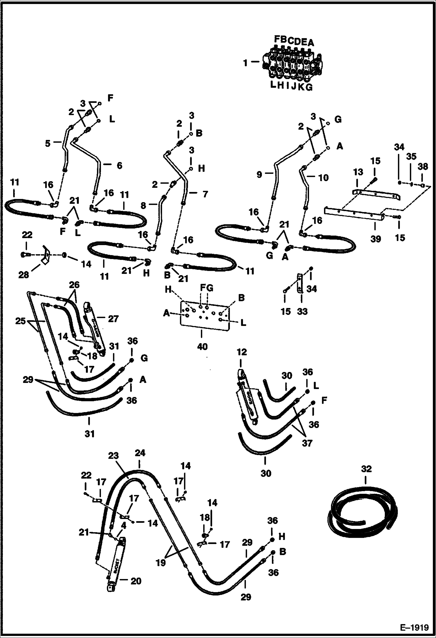 Схема запчастей Bobcat BACKHOE - HYDRAULIC CIRCUITRY - BOOM 937S 937S BACKHOE