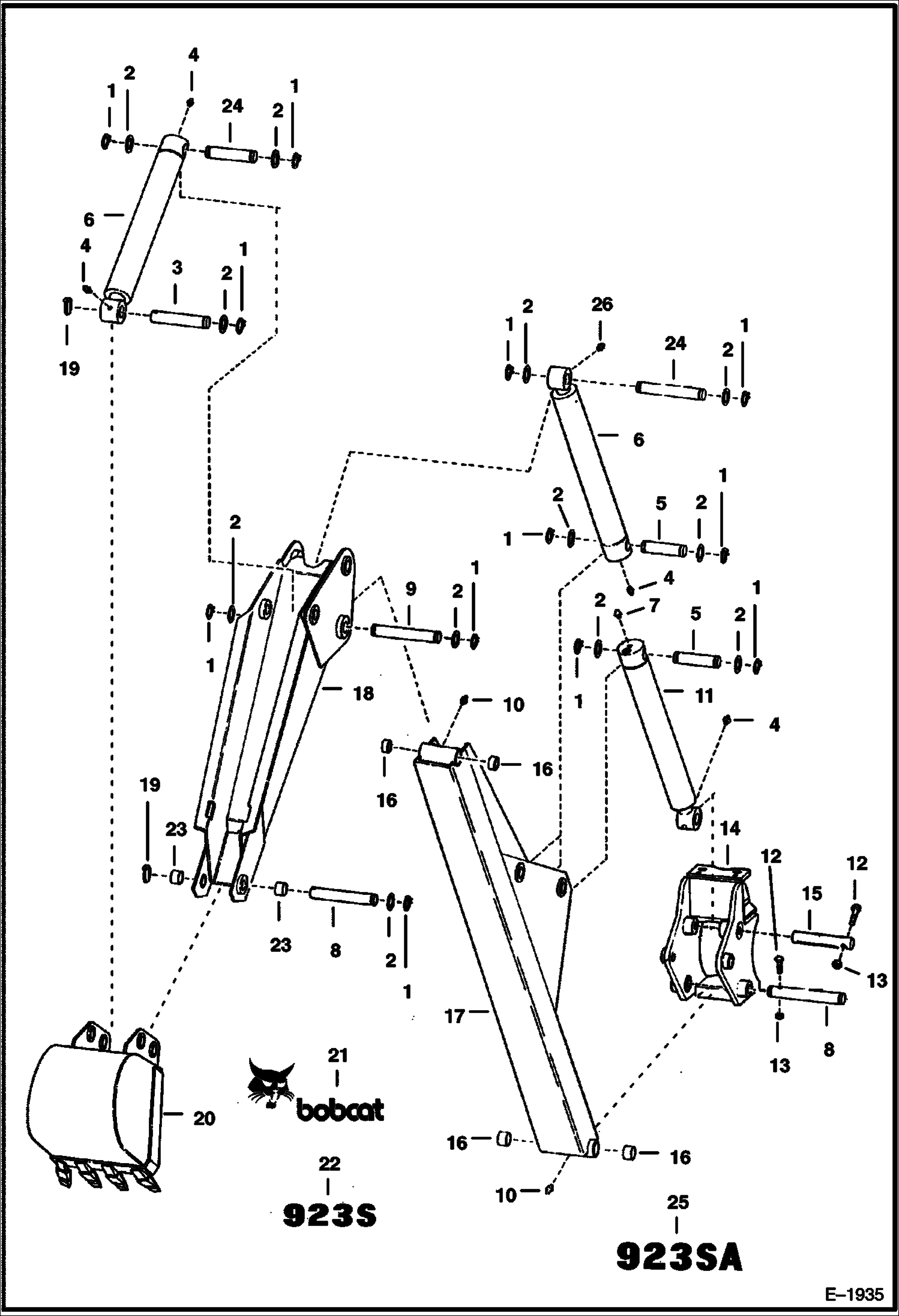 Схема запчастей Bobcat BACKHOE - BOOM & DIPPERSTICK 923S & 923SA Backhoe 923S BACKHOE