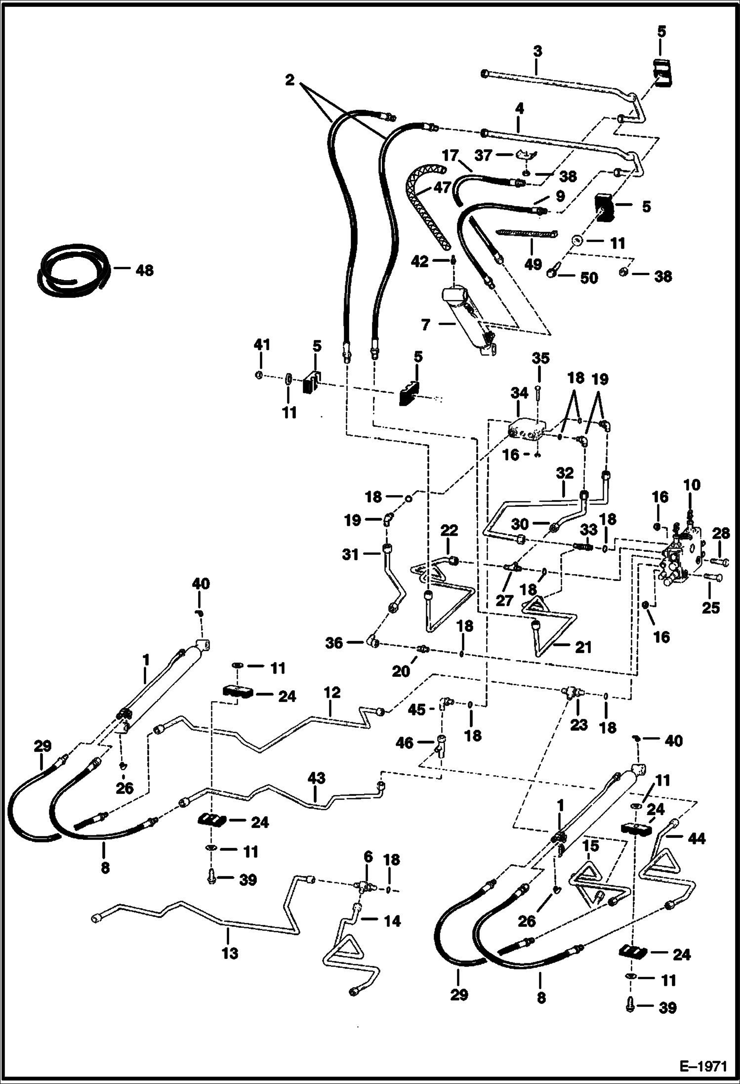 Схема запчастей Bobcat 700s - HYDRAULIC CIRCUITRY (W/Bucket Positioning Valve) (S/N 5086 20307 & Below) HYDRAULIC SYSTEM