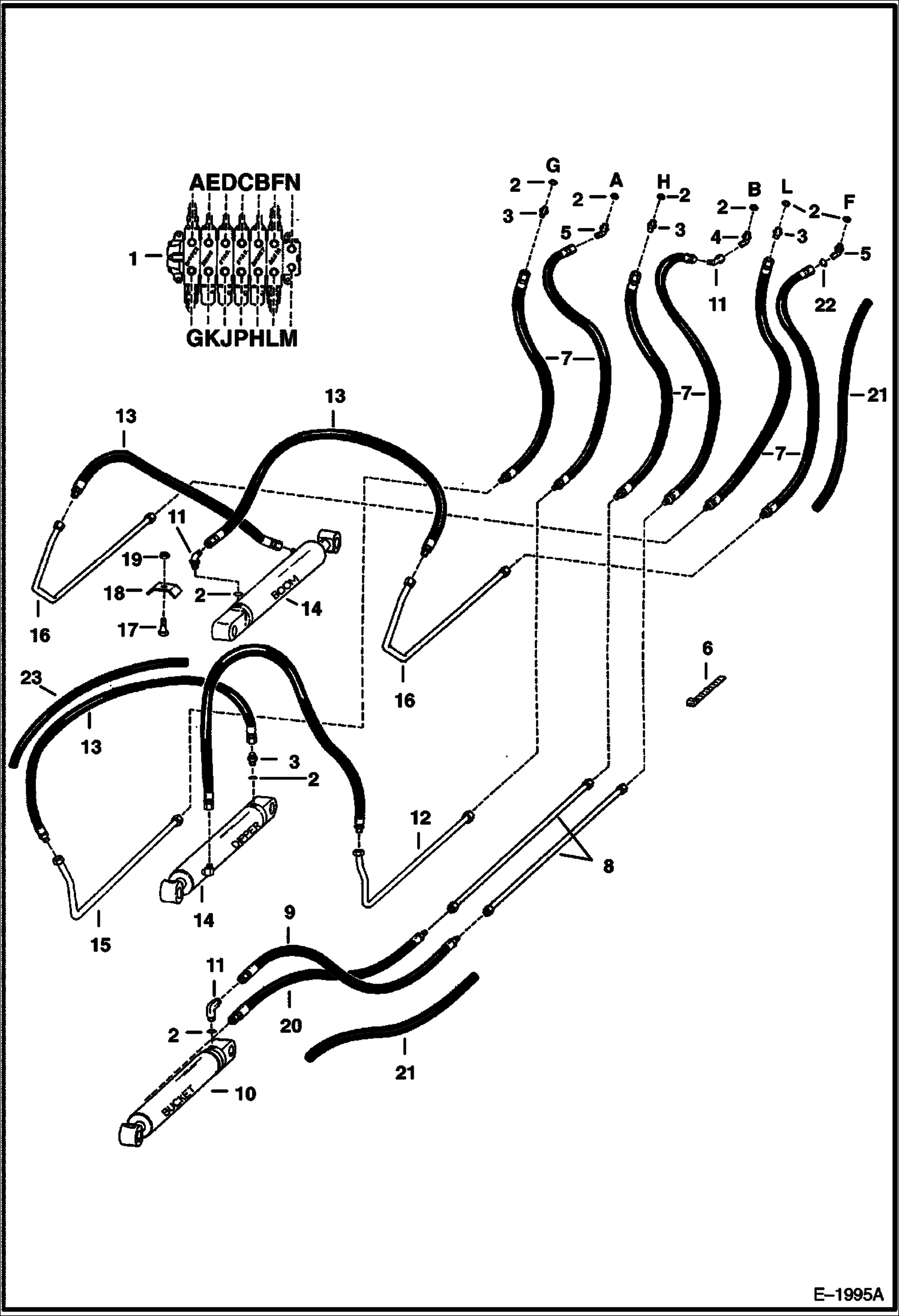 Схема запчастей Bobcat BACKHOE - HYDRAULIC CIRCUITRY - BOOM 933S Backhoe 933S BACKHOE