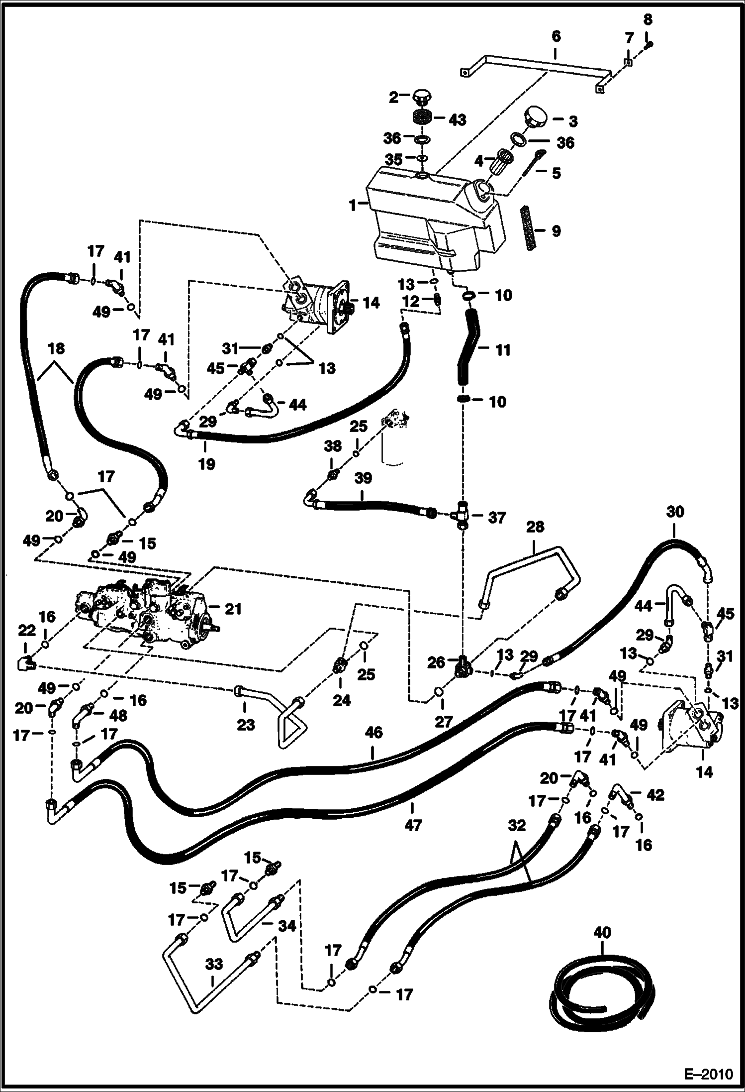 Схема запчастей Bobcat 800s - HYDROSTATIC CIRCUITRY (S/N 5084 11290 & Below) HYDROSTATIC SYSTEM