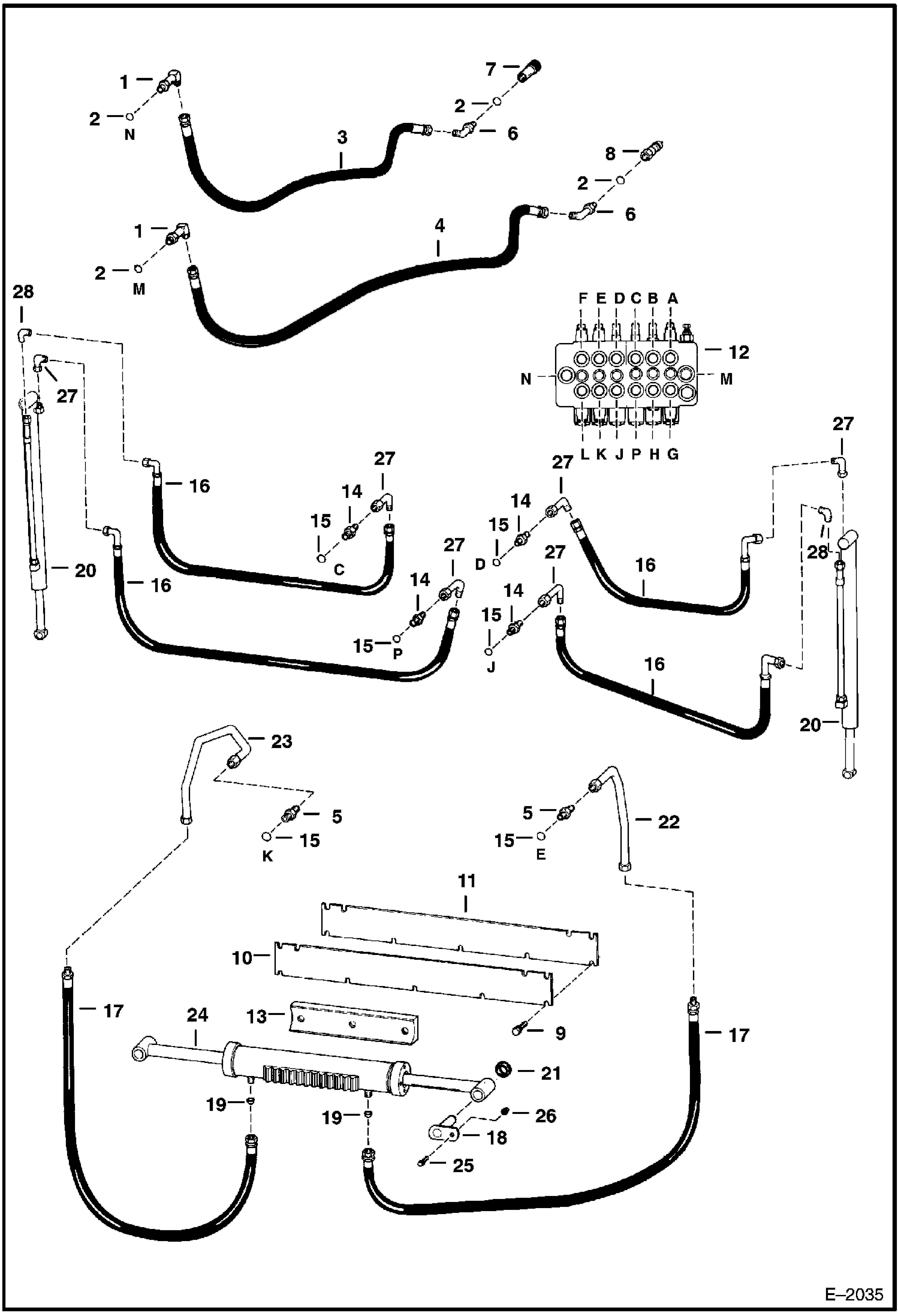 Схема запчастей Bobcat BACKHOE - BACKHOE (Main Frame Hydraulics) (607 7750) 607 BACKHOE