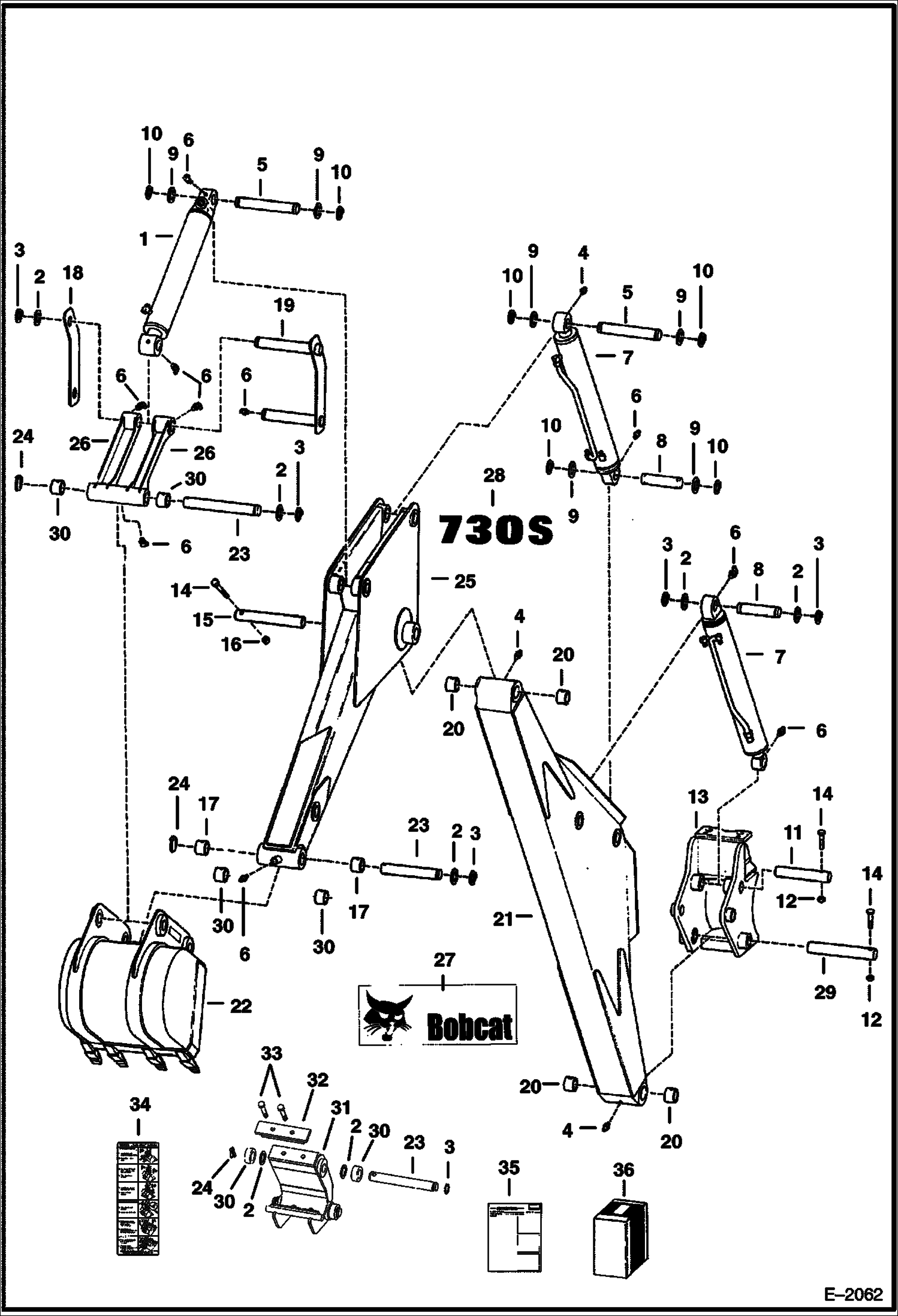 Схема запчастей Bobcat BACKHOE - BOOM & DIPPERSTICK 730S 730S BACKHOE