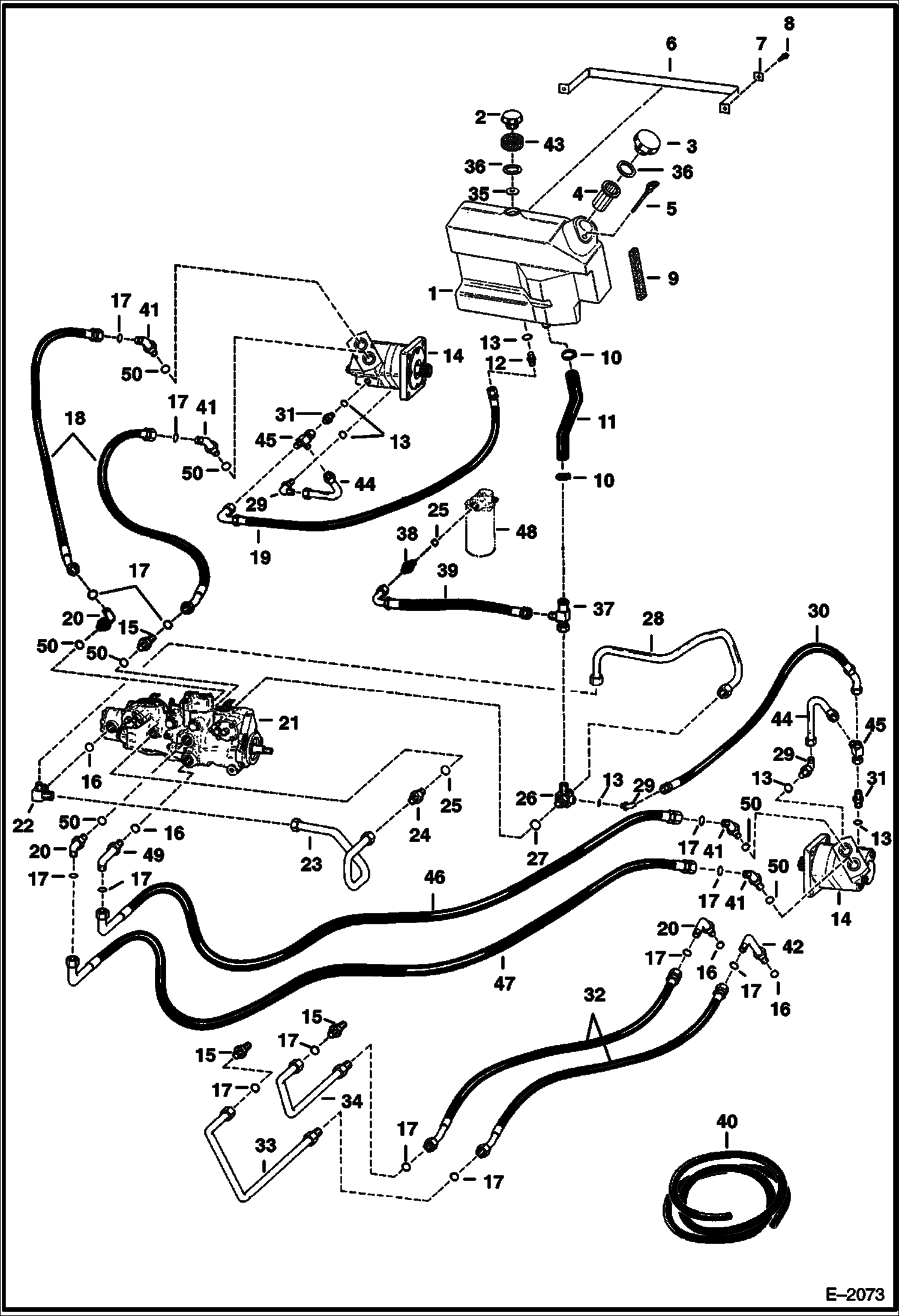 Схема запчастей Bobcat 800s - HYDROSTATIC CIRCUITRY (S/N 5084 11291 & Above) (S/N 5097 11001 & Above) HYDROSTATIC SYSTEM