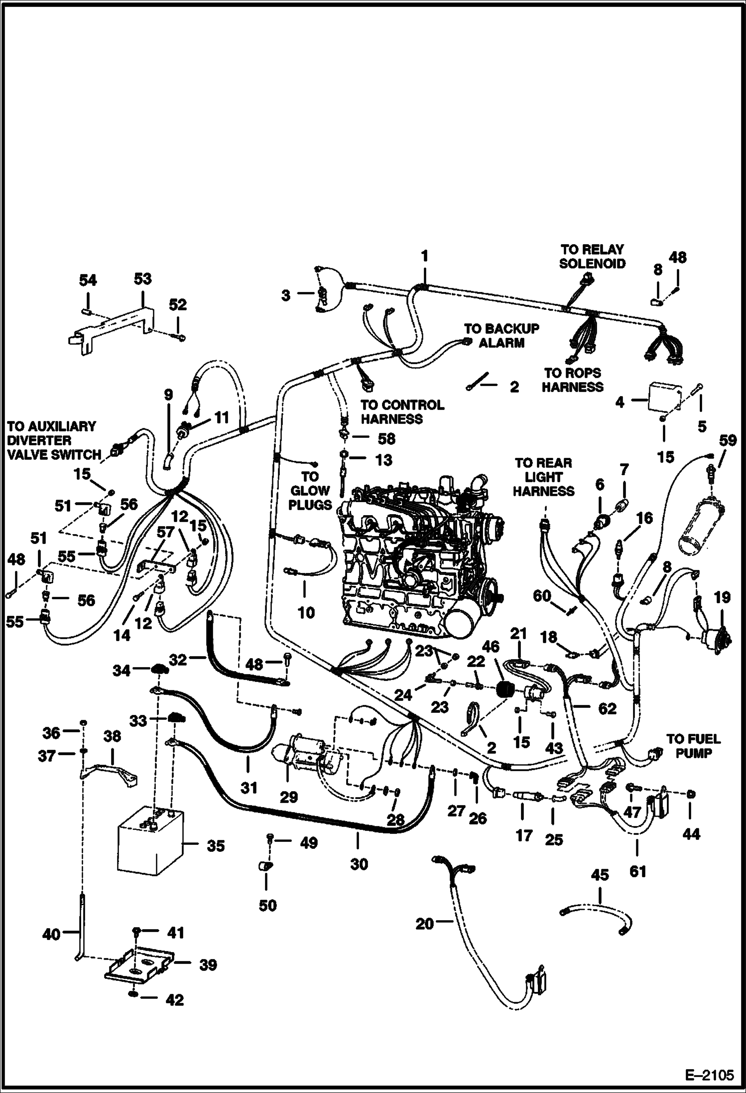 Схема запчастей Bobcat 700s - ENGINE ELECTRICAL CIRCUITRY (W/B.O.S.S. Option) ELECTRICAL SYSTEM