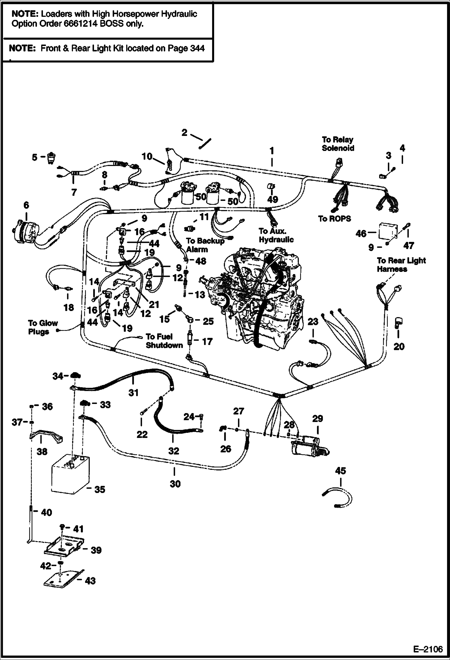 Схема запчастей Bobcat 800s - ENGINE ELECTRICAL CIRCUITRY (W/ B.O.S.S. Option) ELECTRICAL SYSTEM