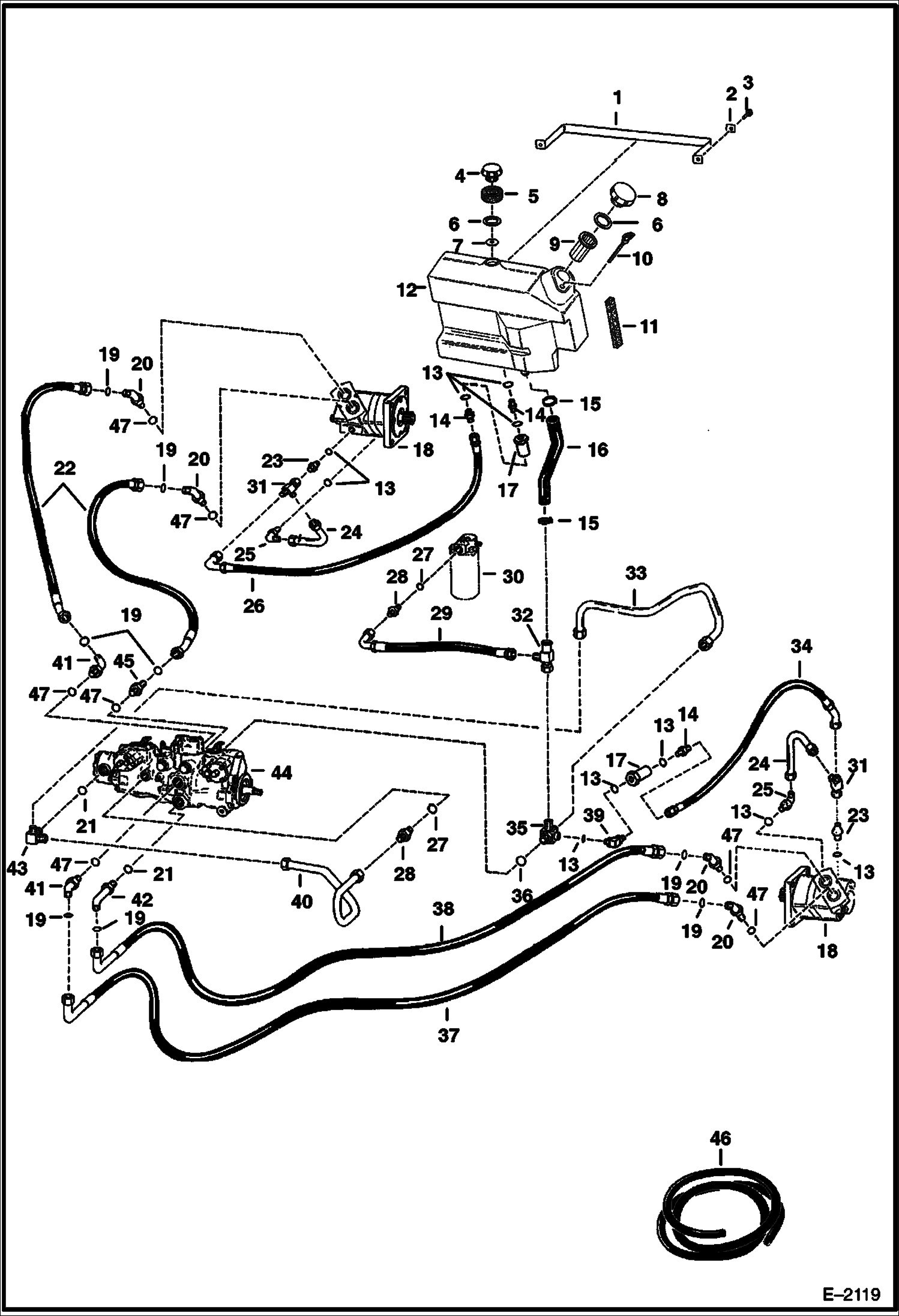 Схема запчастей Bobcat 800s - HYDROSTATIC CIRCUITRY (S/Ns 5102 50691, 5084 15215, 5101 26791 & Below) (S/Ns 5103 75001, 5097 15001 & Above) HYDROSTATIC SYSTEM