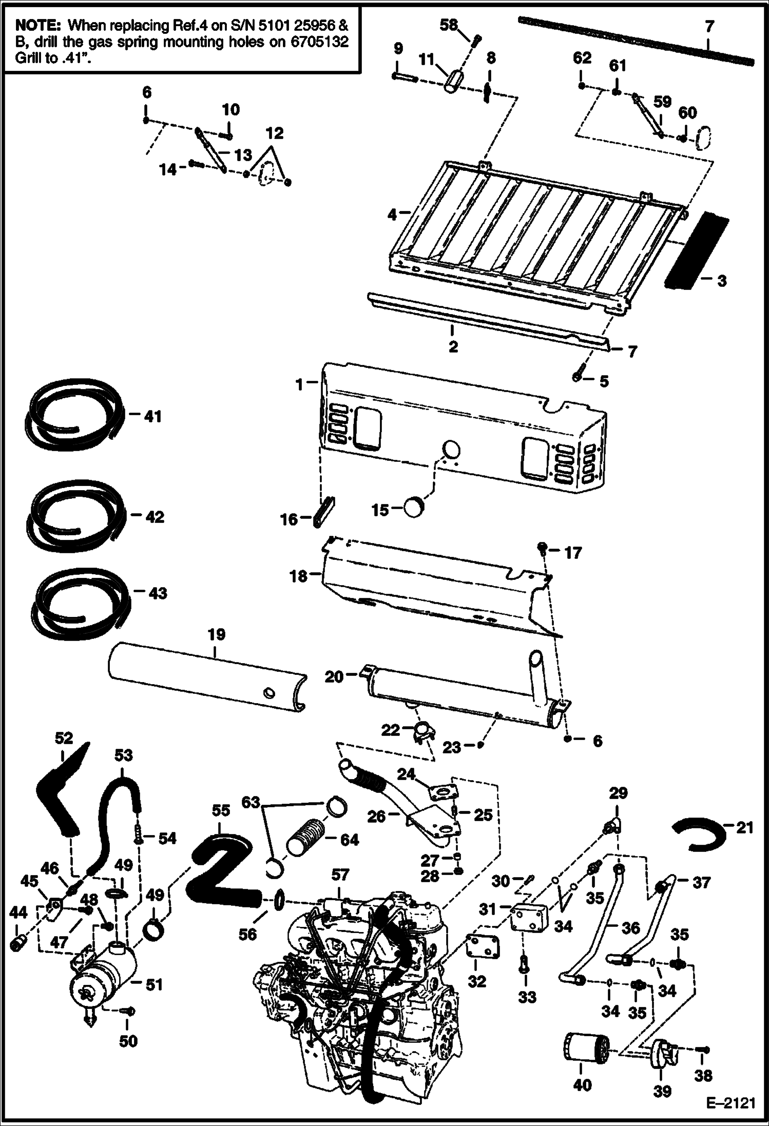 Схема запчастей Bobcat 800s - ENGINE & ATTACHING PARTS (Air Cleaner, Muffler & Grill) (W/O B.O.S.S Option) POWER UNIT