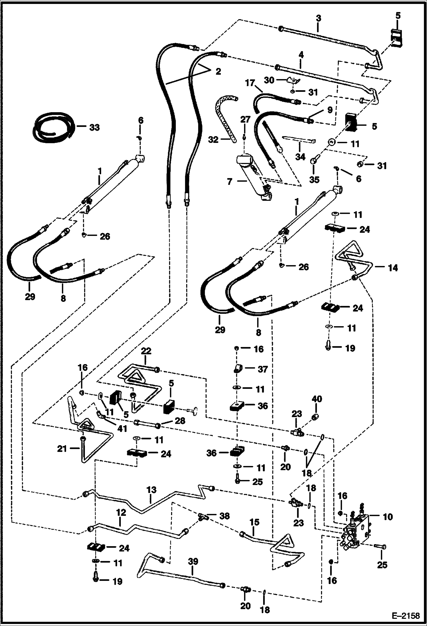 Схема запчастей Bobcat 700s - HYDRAULIC CIRCUITRY (W/O Bucket Positioning Valve) HYDRAULIC SYSTEM