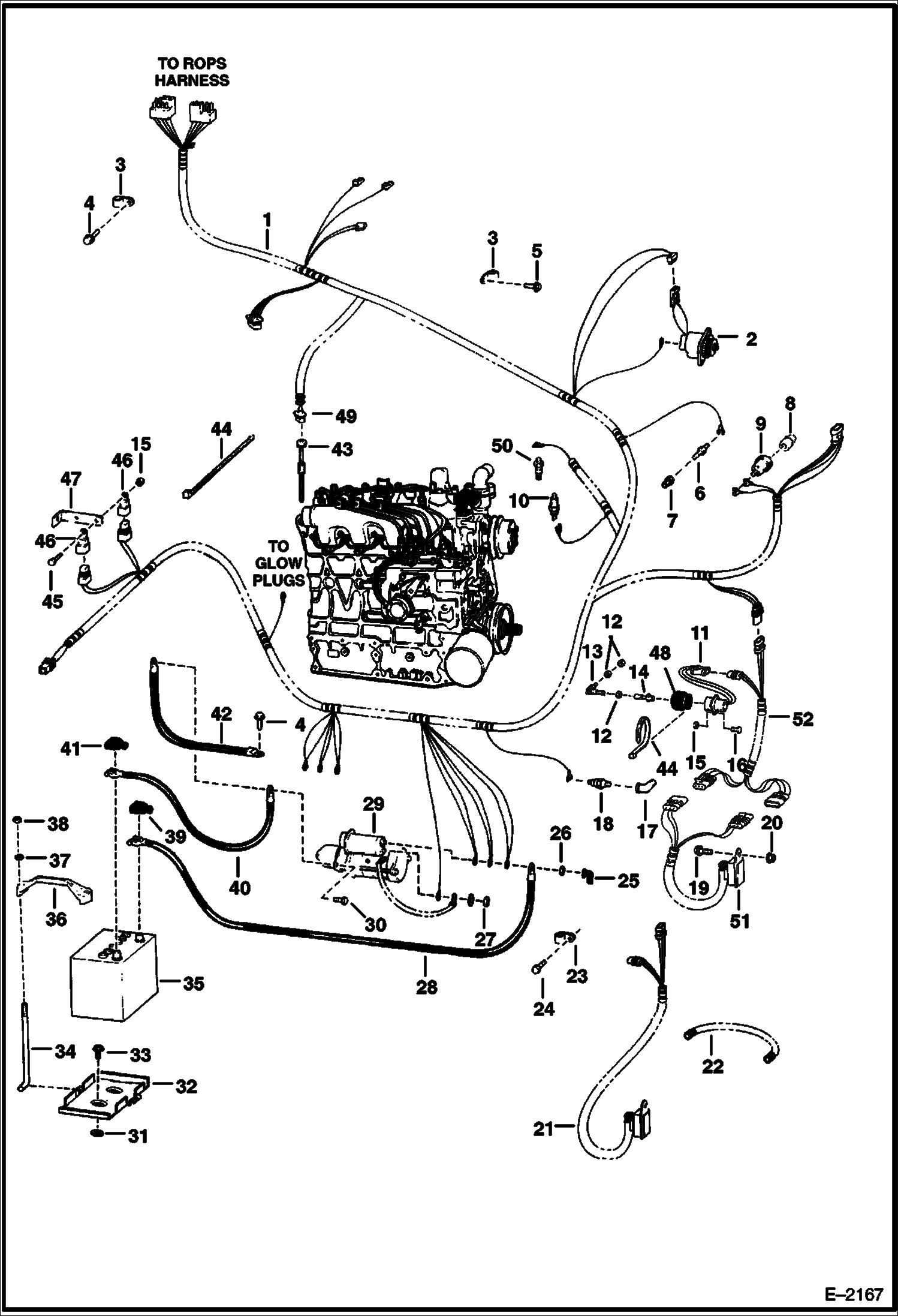 Схема запчастей Bobcat 700s - ENGINE ELECTRICAL CIRCUITRY (W/O B.O.S.S. Option) ELECTRICAL SYSTEM