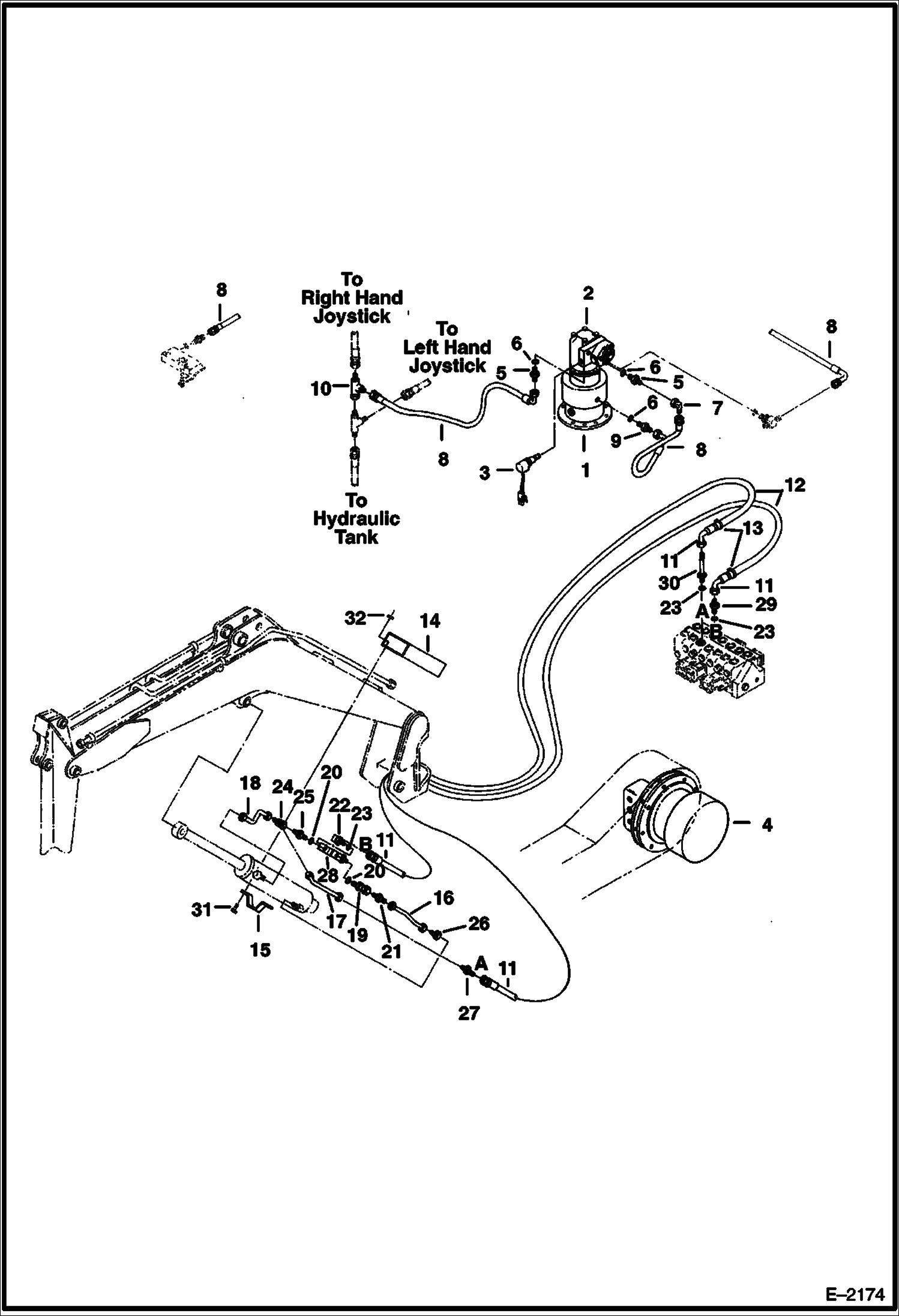 Схема запчастей Bobcat 231 - HYDRAULIC CIRCUITRY (For Excavators Sold in Scandinavian Countries) ACCESSORIES & OPTIONS