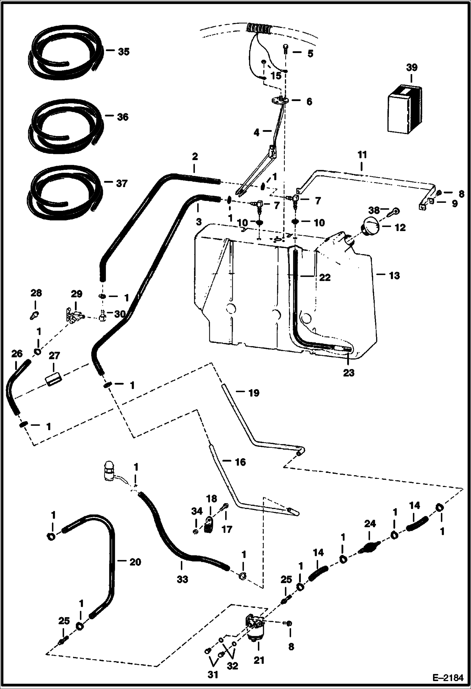 Схема запчастей Bobcat Feller Buncher - FUEL SYSTEM MAIN FRAME