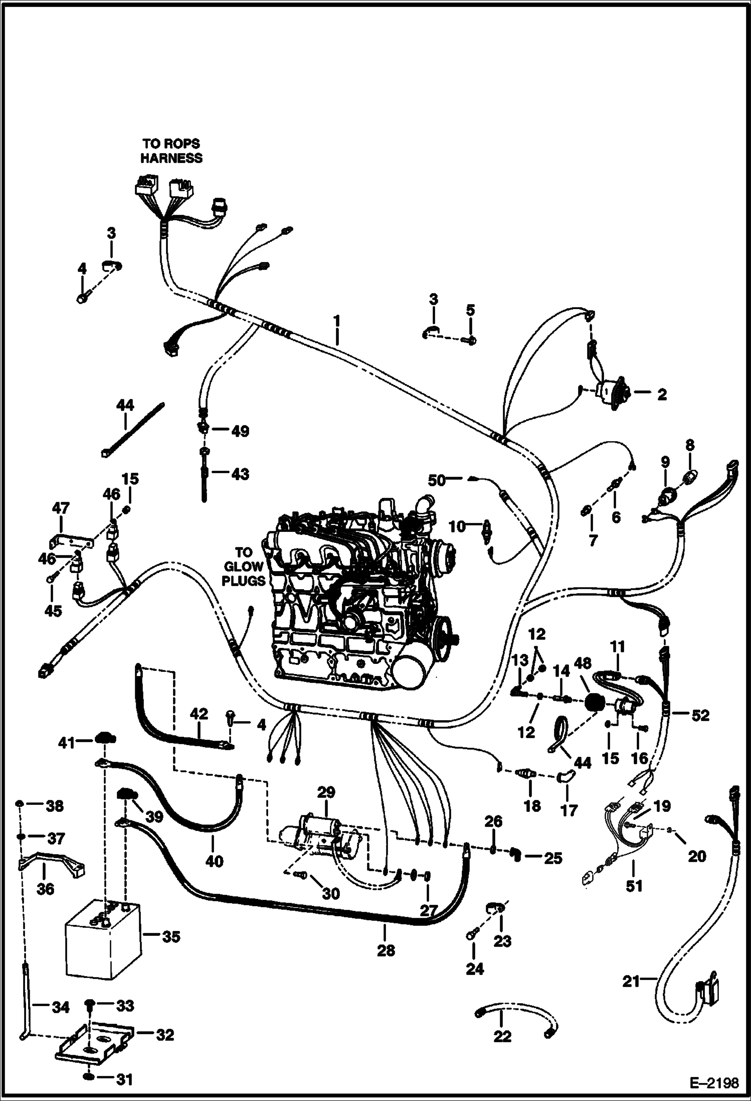 Схема запчастей Bobcat 700s - ENGINE ELECTRICAL CIRCUITRY (W/O BOSS Option) ELECTRICAL SYSTEM