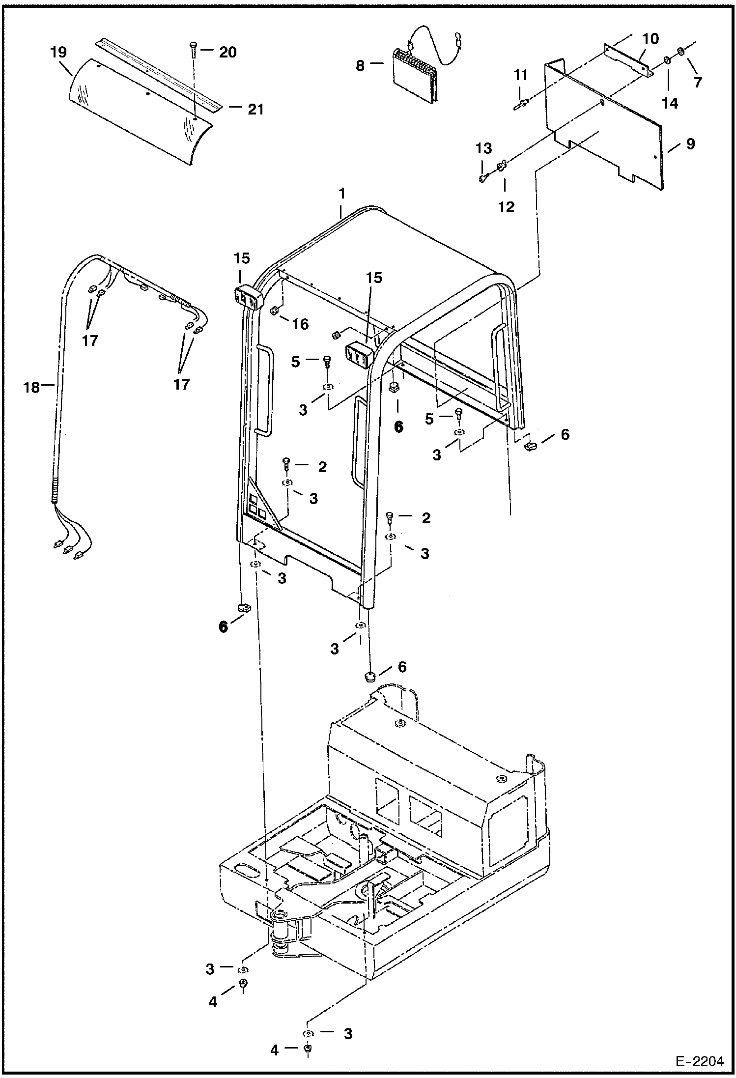 Схема запчастей Bobcat 328 - CANOPY & MOUNTING MAIN FRAME