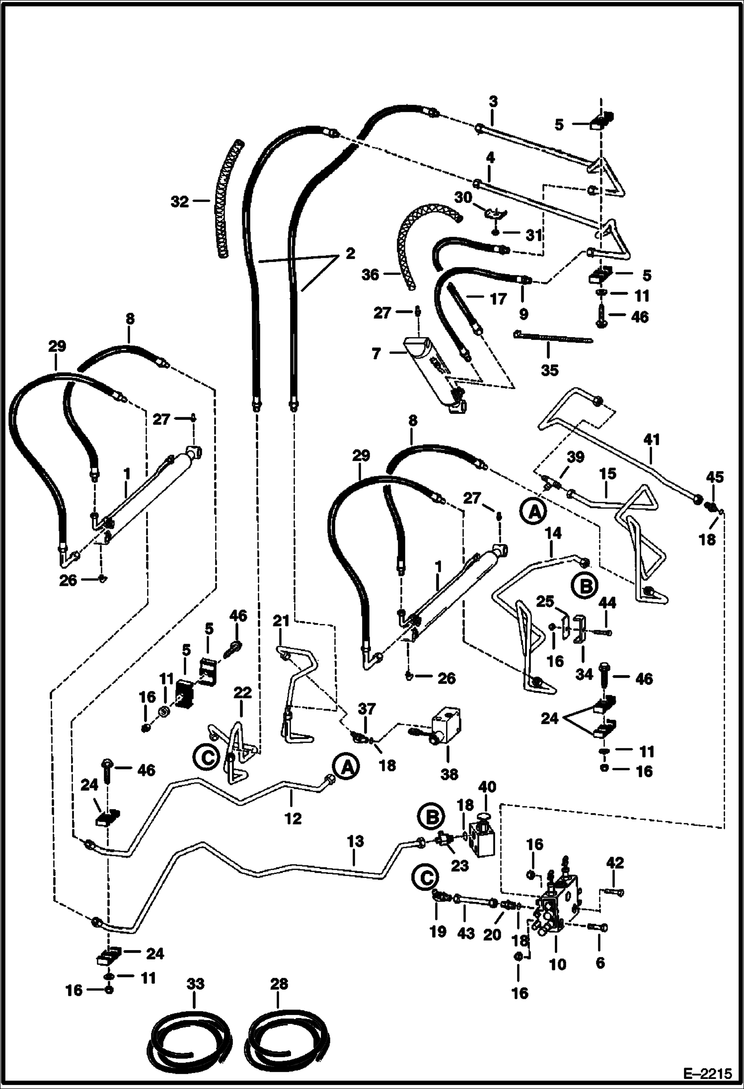 Схема запчастей Bobcat 700s - HYDRAULIC CIRCUITRY (W/O Bucket Positioning Valve) (S/N 5096 35001-40659, 5096 16001-16541) HYDRAULIC SYSTEM