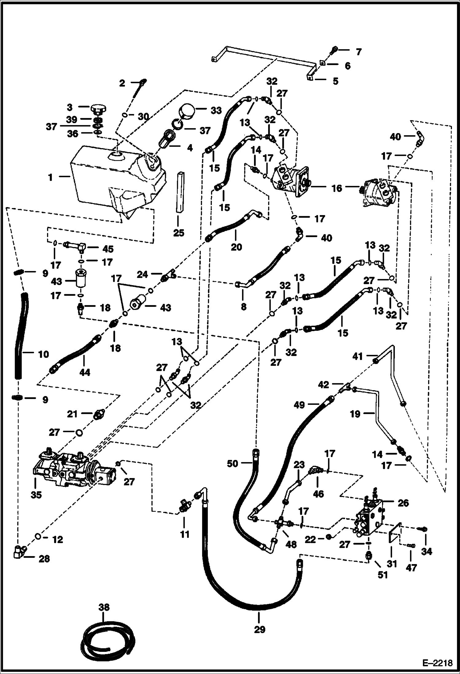 Схема запчастей Bobcat 700s - HYDROSTATIC CIRCUITRY (S/N 5096 35001-39898, 5096 16001-16504) HYDROSTATIC SYSTEM