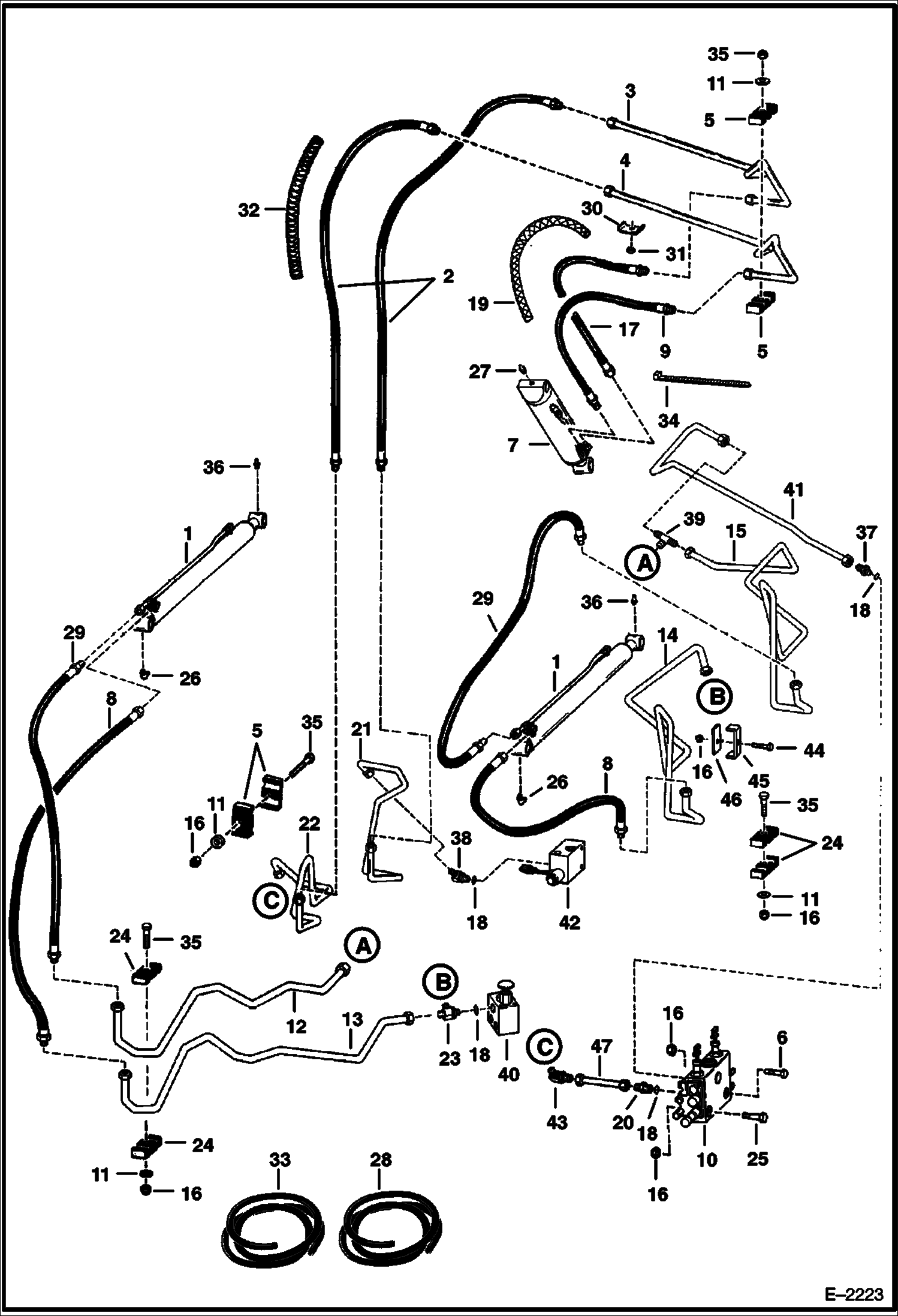 Схема запчастей Bobcat 700s - HYDRAULIC CIRCUITRY (W/O Bucket Positioning Valve) (S/N 5122 20297 & Below, 5124 40720 & Below, 5126 12257 & Below) HYDRAULIC SYSTEM