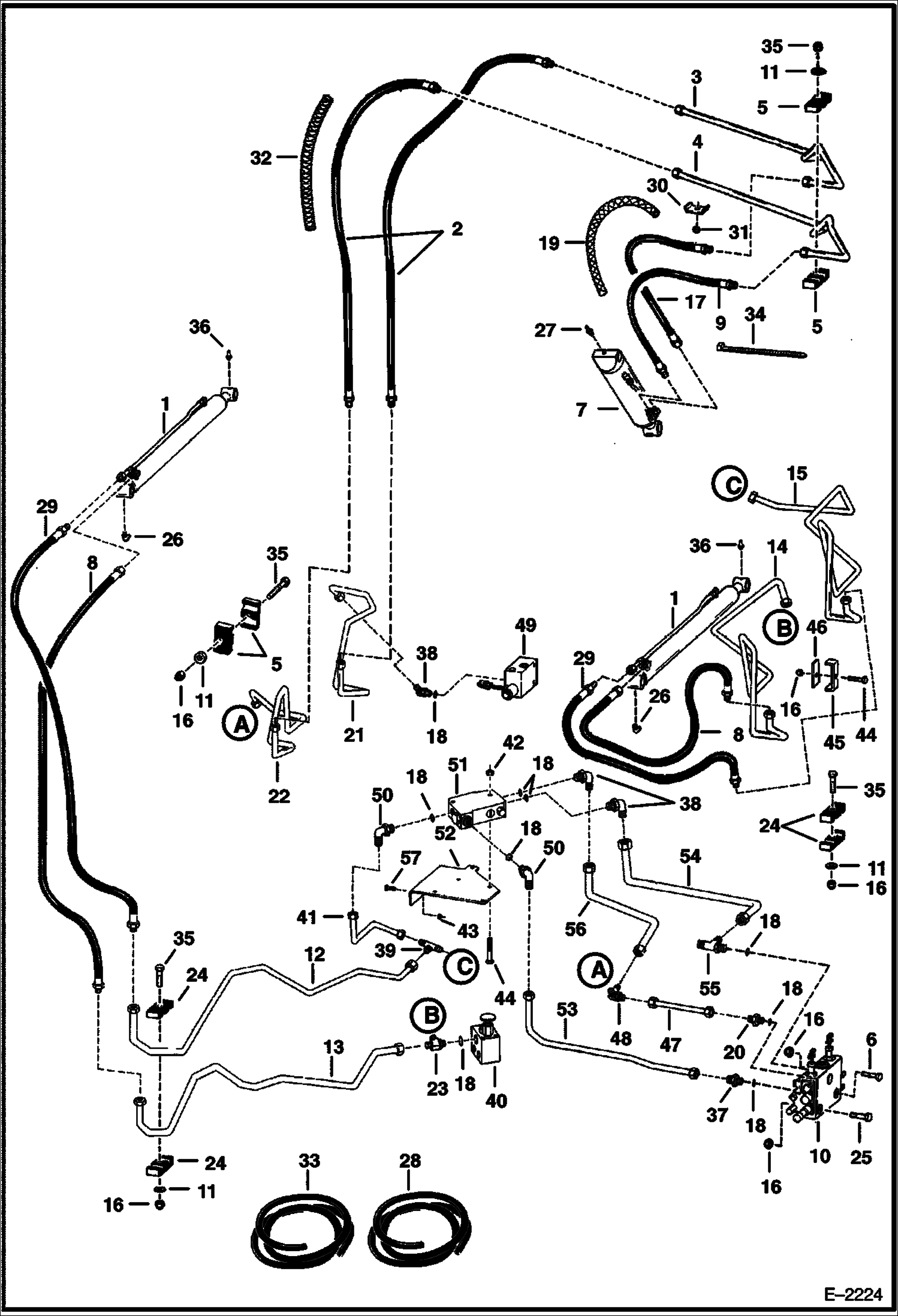 Схема запчастей Bobcat 700s - HYDRAULIC CIRCUITRY (W/ Bucket Positioning Valve) (S/N 5122 20297 & Below, 5124 40720 & Below, 5126 12257 & Below) HYDRAULIC SYSTEM