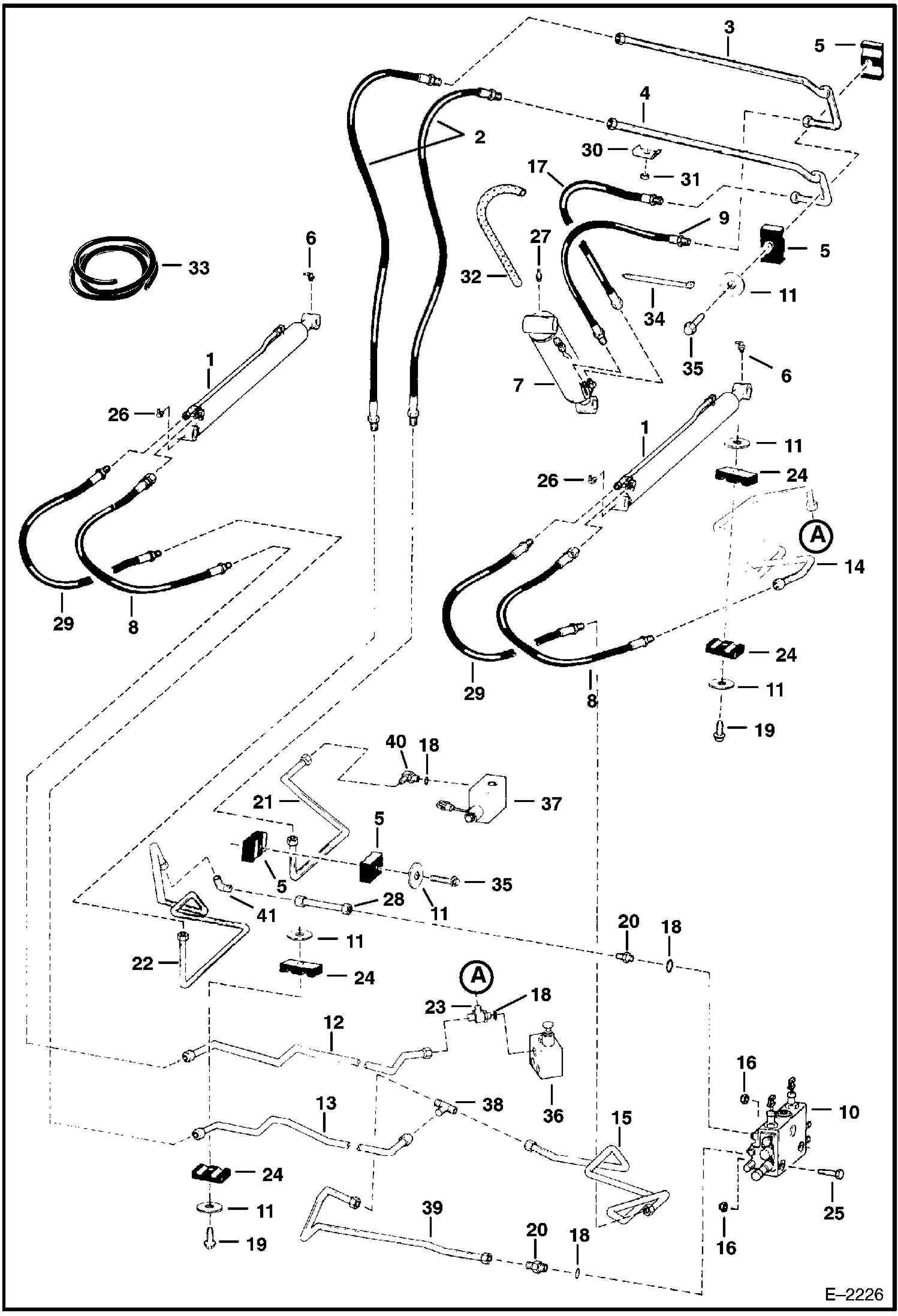 Схема запчастей Bobcat 700s - HYDRAULIC CIRCUITRY (W/O Bucket Positioning Valve) (S/N 512727420 & Below, 508694508 & Below) HYDRAULIC SYSTEM