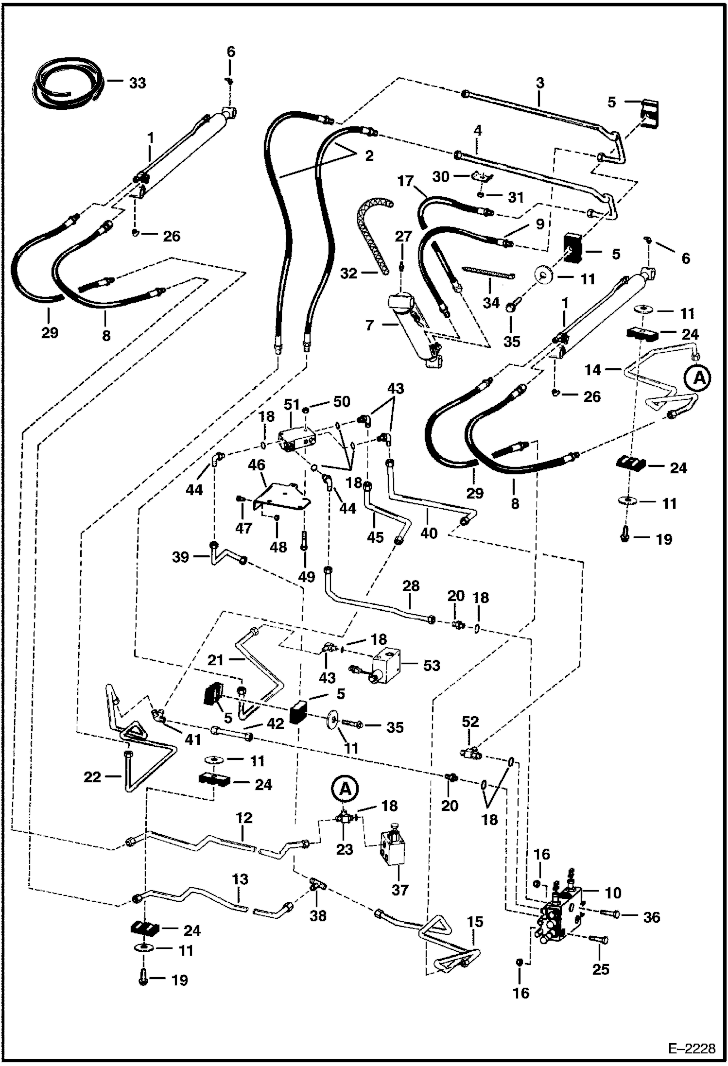 Схема запчастей Bobcat 700s - HYDRAULIC CIRCUITRY (W/Bucket Positioning Valve) (S/N 512727420 & Below, 508694508 & Below, 511476001 & Above) HYDRAULIC SYSTEM