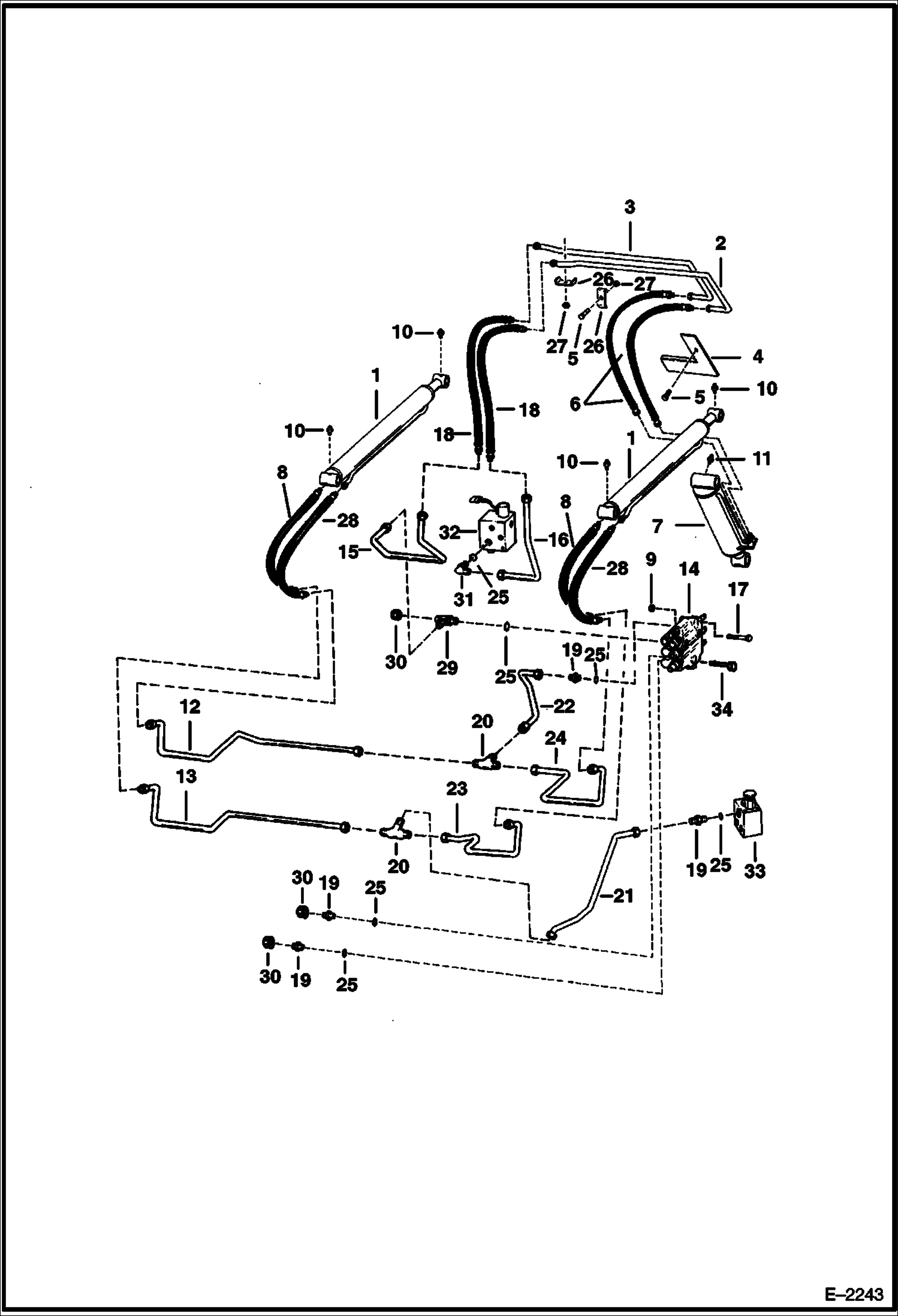 Схема запчастей Bobcat 500s - HYDRAULIC CIRCUITRY (Without Bucket Positioning Valve) HYDRAULIC SYSTEM