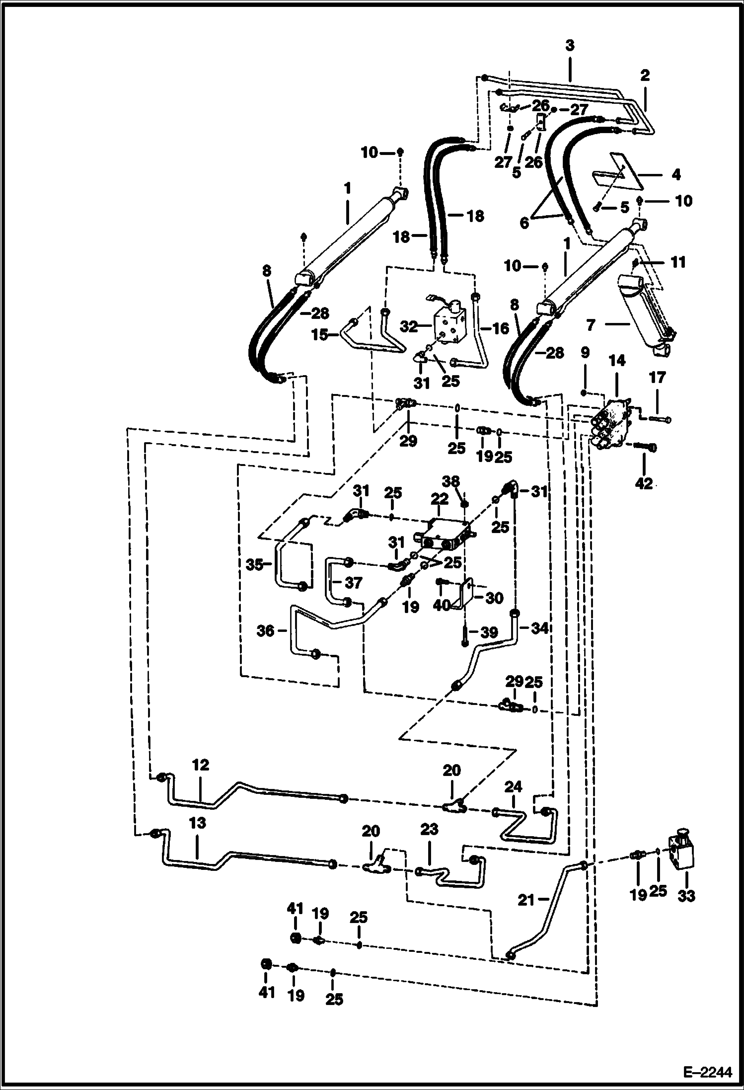 Схема запчастей Bobcat 500s - HYDRAULIC CIRCUITRY (With Bucket Positioning Valve) HYDRAULIC SYSTEM